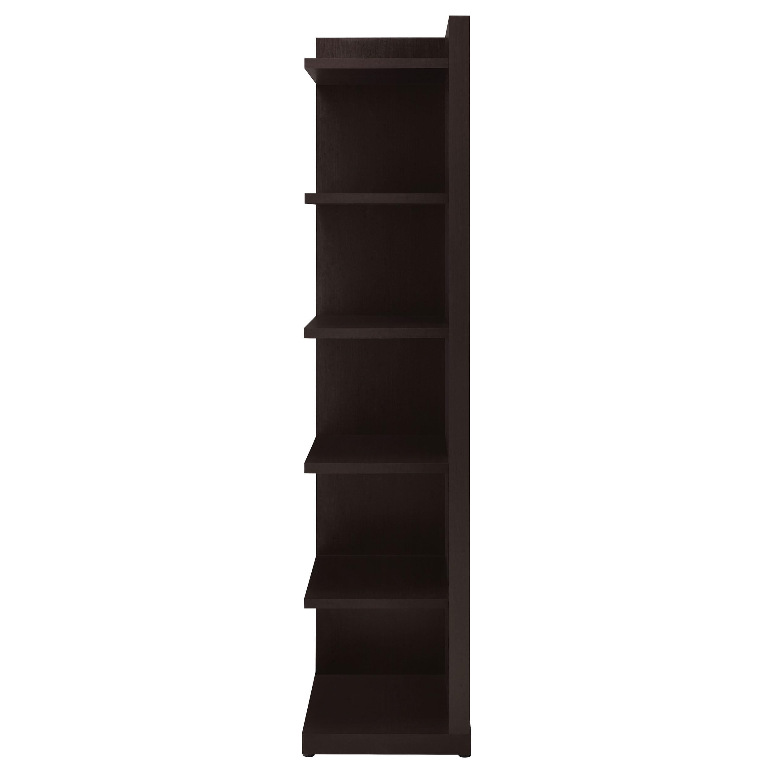 Coaster Furniture Corner Bookcase in Cappuccino Finish - 800270 - Perfect for Living Room, Office & Home Library Storage