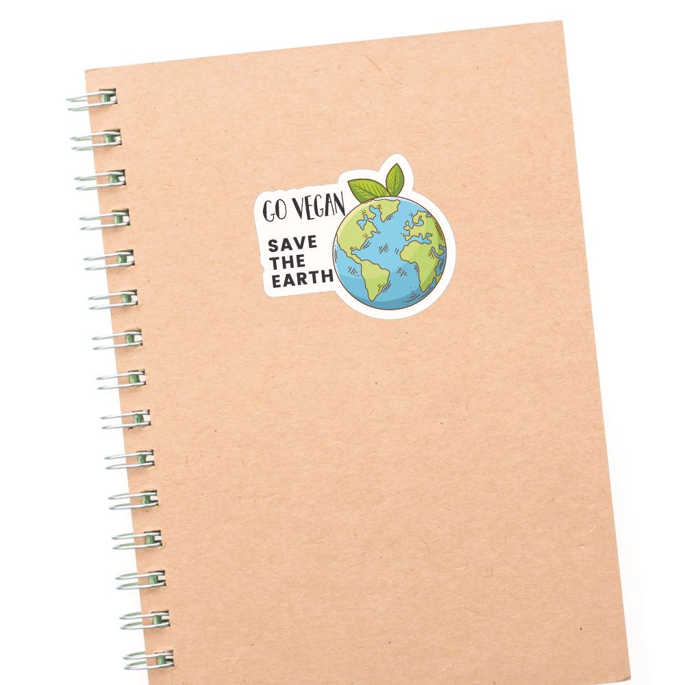 Eco-Friendly Vegan Save The Earth Sticker Decal - Waterproof Vinyl Decoration for Laptops, Cars & Water Bottles - Perfect for Environmental Activists & Plant-Based Lifestyle