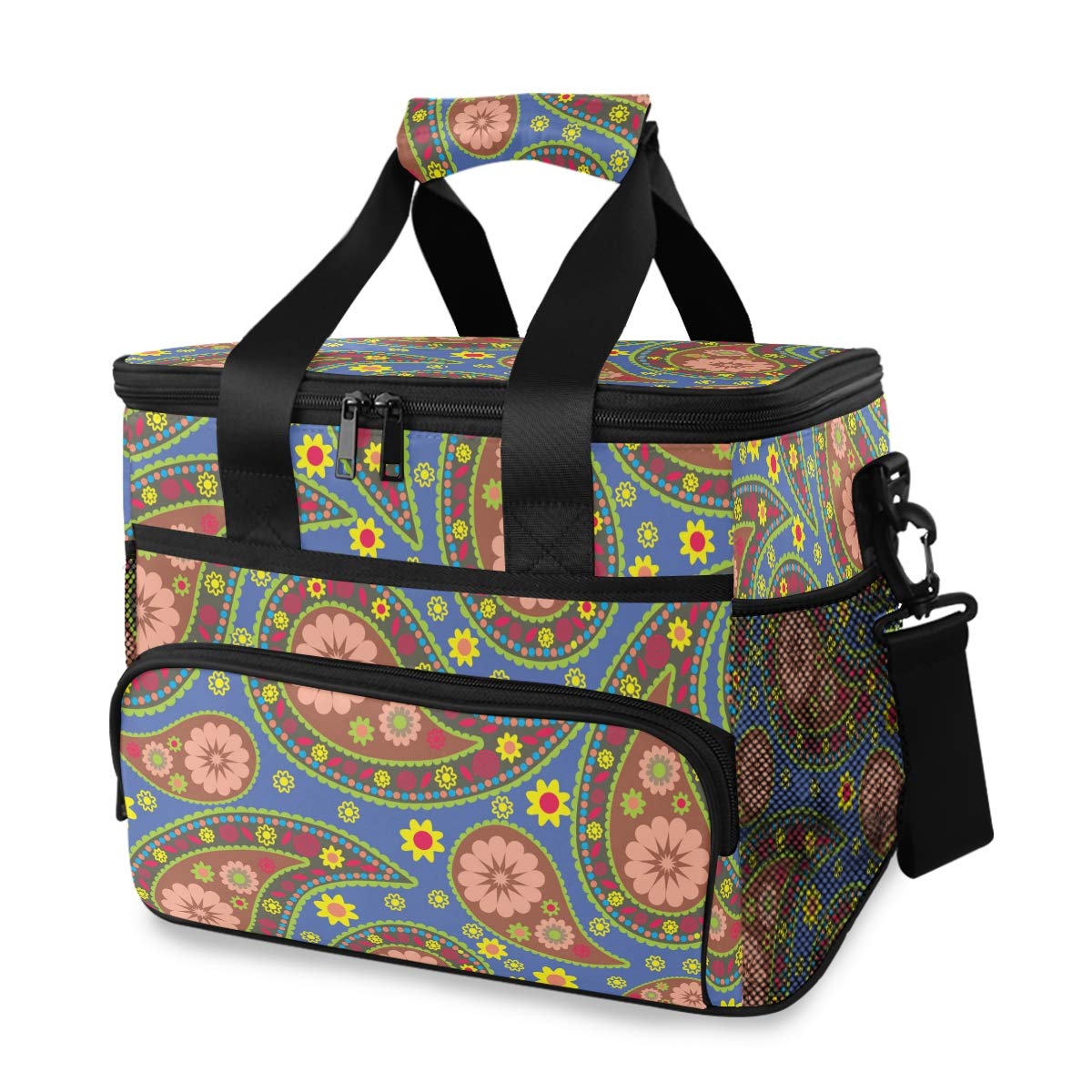 ALAZA Large Insulated Cooler Bag with Paisley Flower Design - Leakproof Lunch Box for Outdoor, Travel, Hiking & Beach - Perfect for Picnics, Camping & Summer Adventures