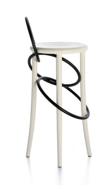 GTV Cirque Two Tone Bentwood Stool - Modern Accent Stool for Living Room, Bedroom & Entryway - Handcrafted Wooden Bar Stool with Elegant Design