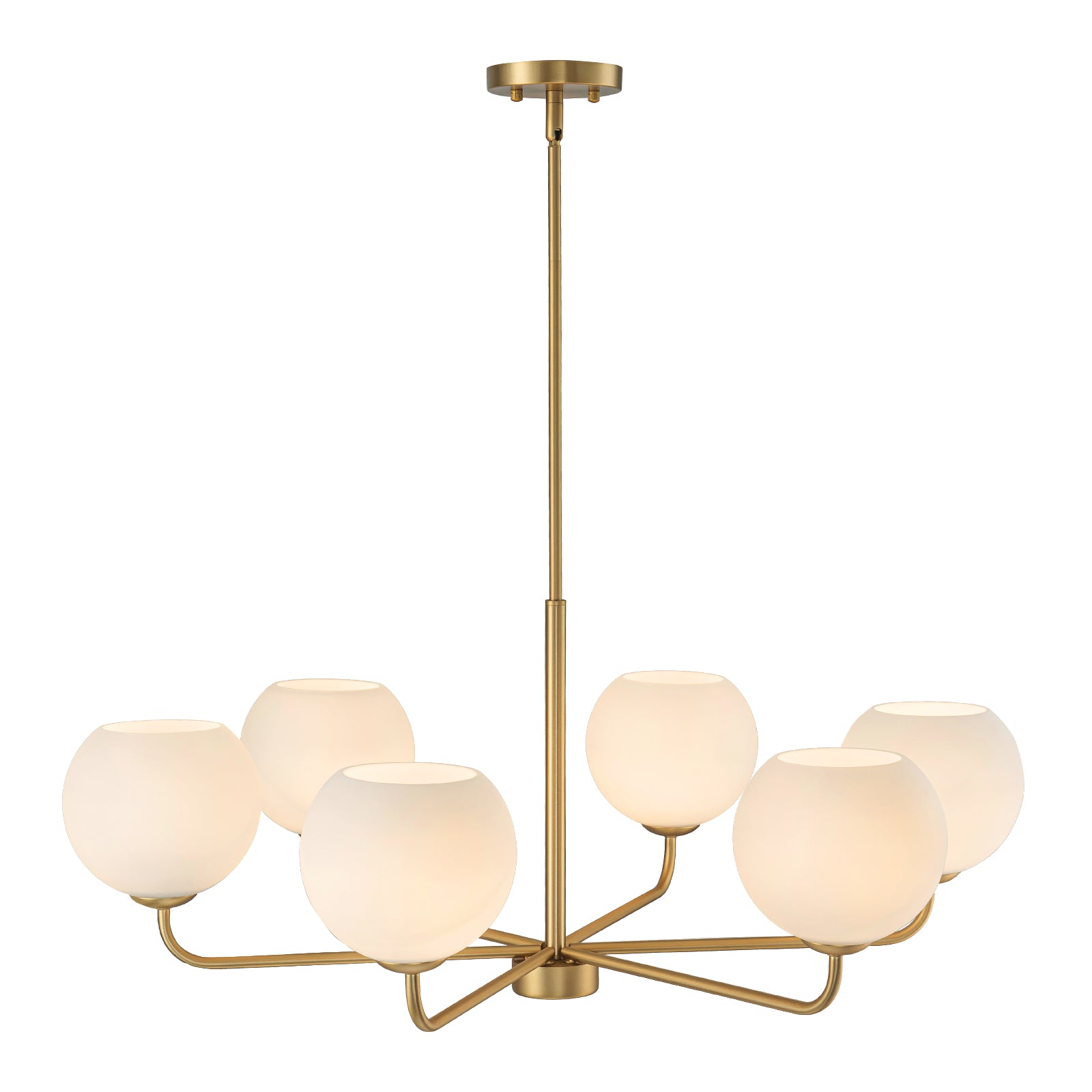 Glowlings 6-Light Modern Sputnik Chandelier - 35 Inch Wide Large Opal Glass Ceiling Light Fixture for Dining Room, Living Room & Bedroom Lighting
