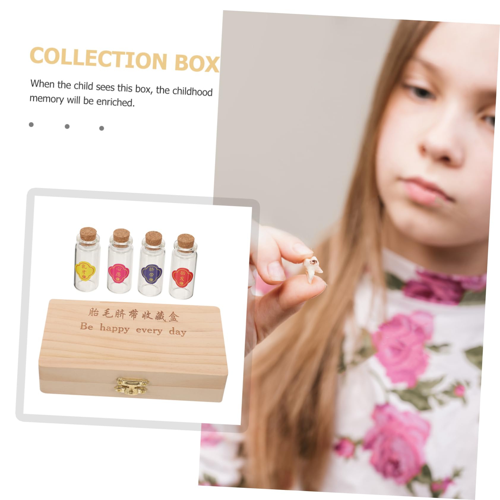 Vaguelly Wooden Tooth Box Set - Tooth Holder & Keepsake Container for Baby Teeth, Perfect for Tooth Fairy Gifts and Childhood Memorabilia Storage