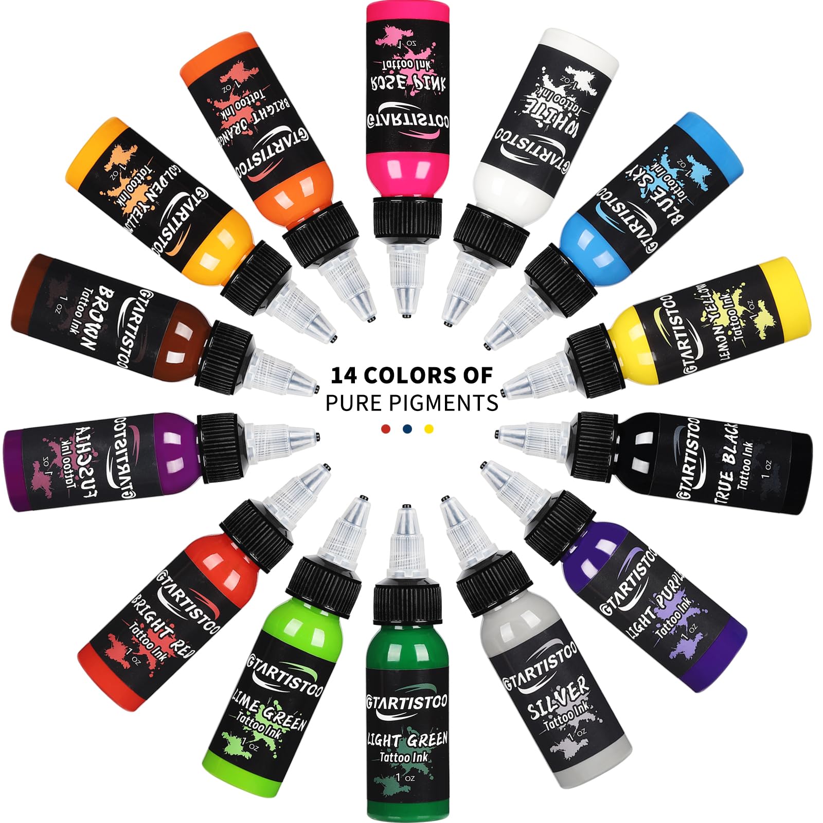 Professional 1OZ (14 Colors 30ml) Vegan-Friendly Pigment Ink Set for Calligraphy, Art & Tattoo Supplies - Perfect for Artists, Crafters & DIY Projects