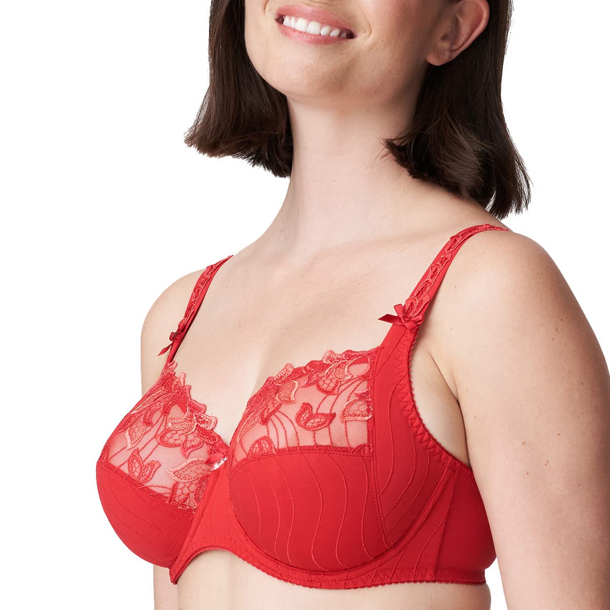 PrimaDonna Deauville Side Support Bra 34F Scarlet Red - Full Coverage Underwire Bra for Plus Size Women, Comfortable Everyday Wear & Special Occasions