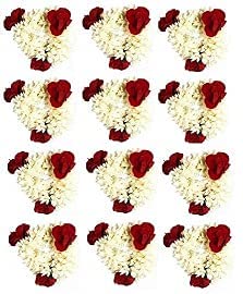 Artificial Mogra Rubber & Red Rose Hair Gajra Accessories - 12 Pack Floral Hair Bands for Women - Perfect for Weddings, Parties & Traditional Indian Hairstyles