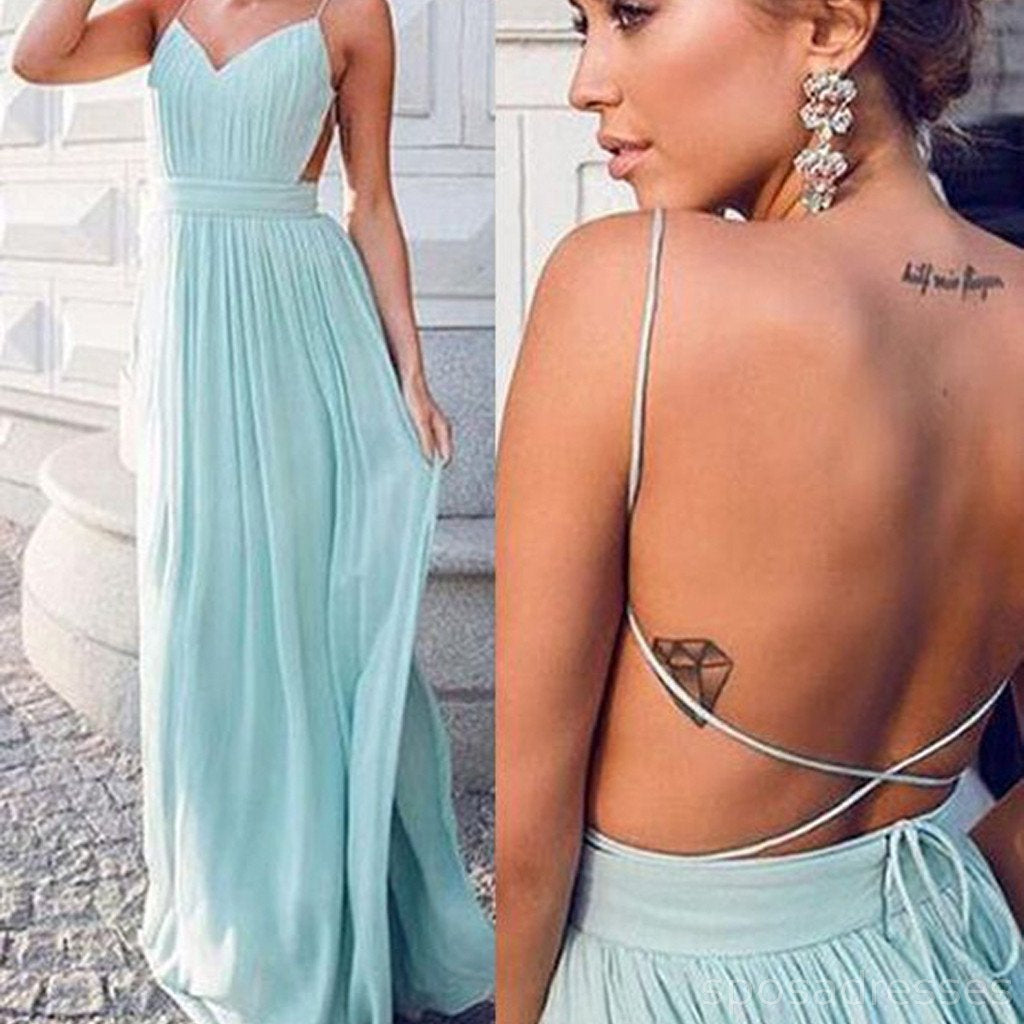 Elegant Chiffon Open Back Tiffany Blue Junior Dress - Sexy Long Wedding & Party Gown for Women (WG50) | Perfect for Bridal Showers, Prom, Evening Events & Special Occasions