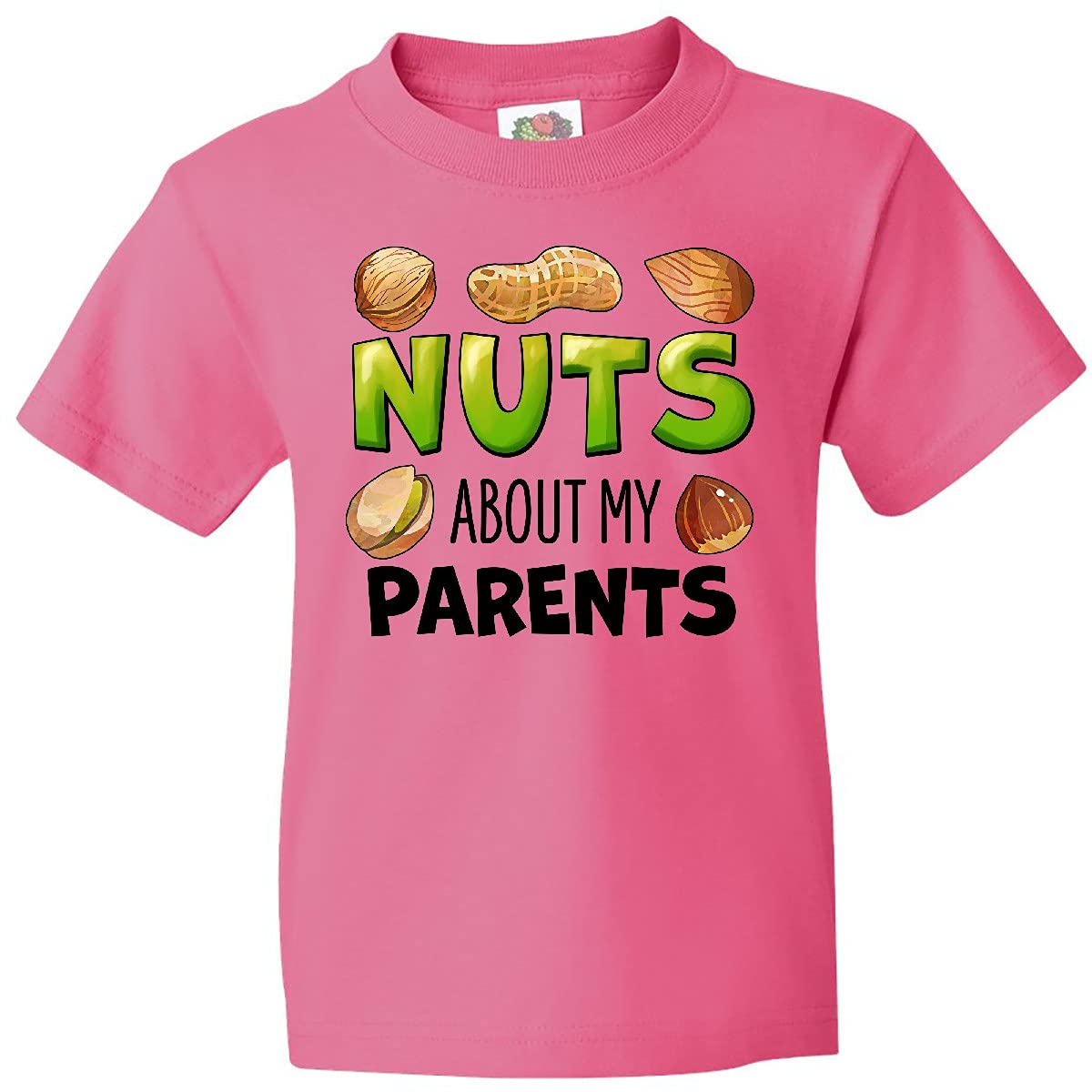 Inktastic Nuts About My Parents Peanut Almond Pistachio Youth T-Shirt | Funny Family Graphic Tee for Kids | Perfect for Family Reunions & Casual Outings