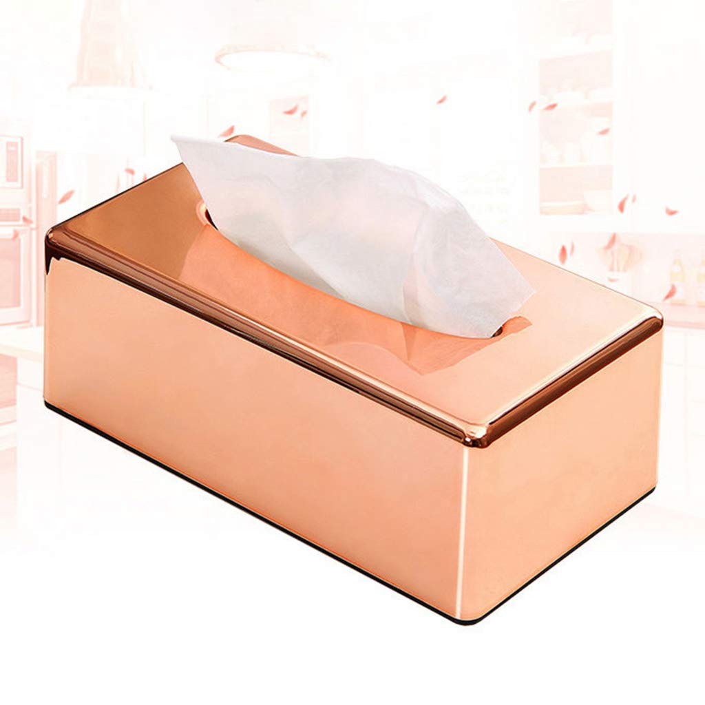 Elegant Rose Gold Rectangle Tissue Box Cover - Stylish Home Office Car Napkin Holder for Living Room, Bedroom & Bathroom - Perfect for Decor & Organization