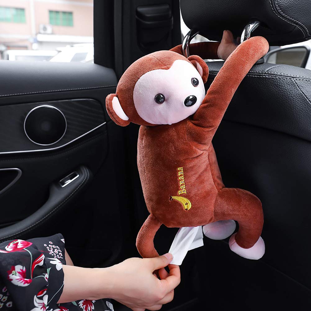 GREENWISH Creative Monkey Tissue Box Cover - Cute Animal Facial Tissue Holder for Car, Bathroom, Bedroom & Office - Decorative Napkin Storage Box for Home & Office Decor