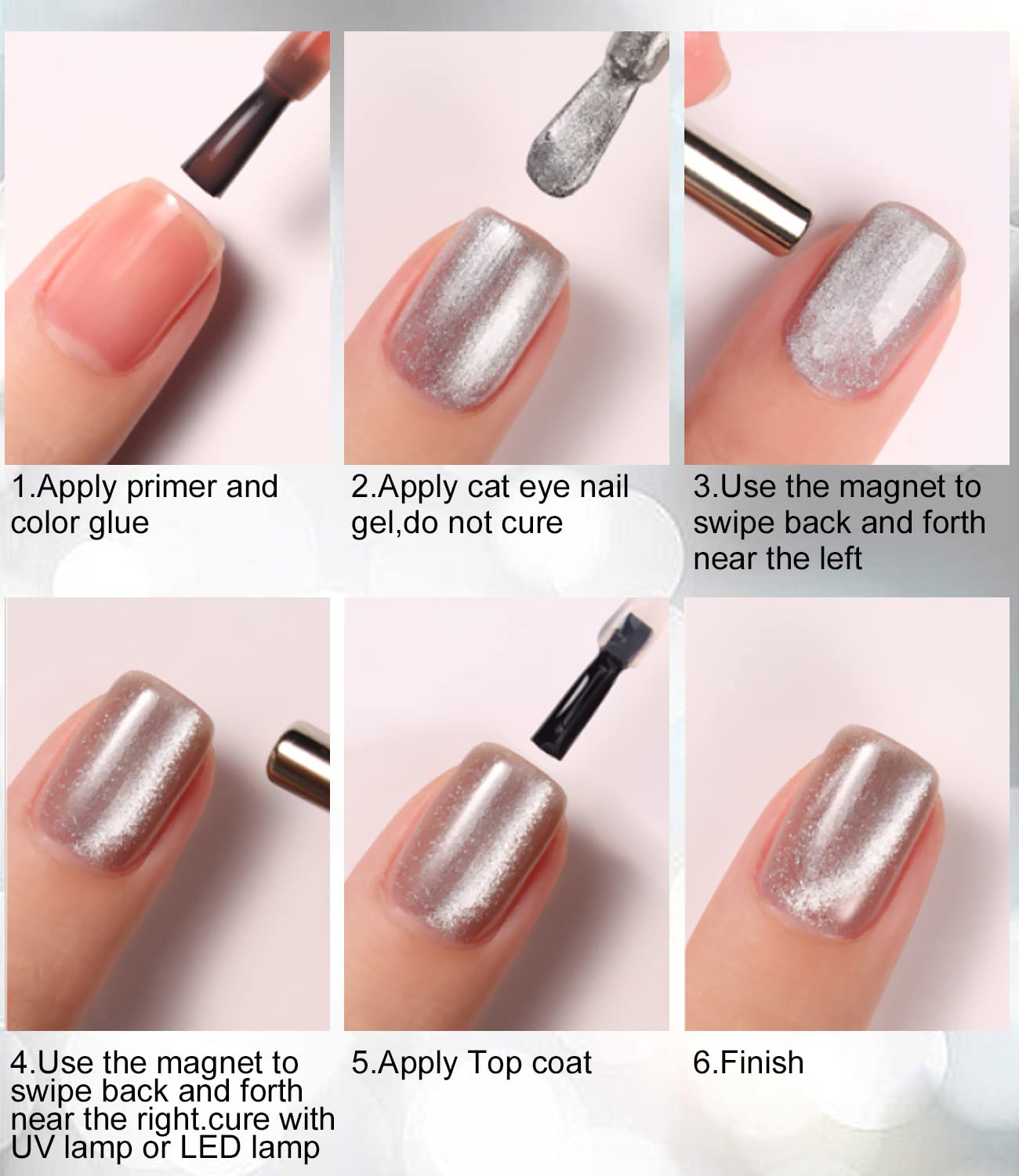 DouborQ 15ml 9D Wide Cat Eyes Gel Nail Polish - Magnetic Starry Sky Effect (9D Silver) for Salon & Home Manicure, DIY Nail Art, Gift for Nail Lovers