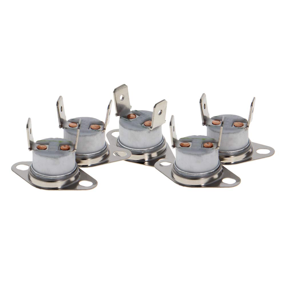 Heyiarbeit 5Pcs KSD301 Thermostat 135°C/275℉ 10A Normally Closed Adjustable Snap Disc Temperature Switch - Compatible with Microwave, Oven, Coffee Maker, Water Heater & Home Appliances
