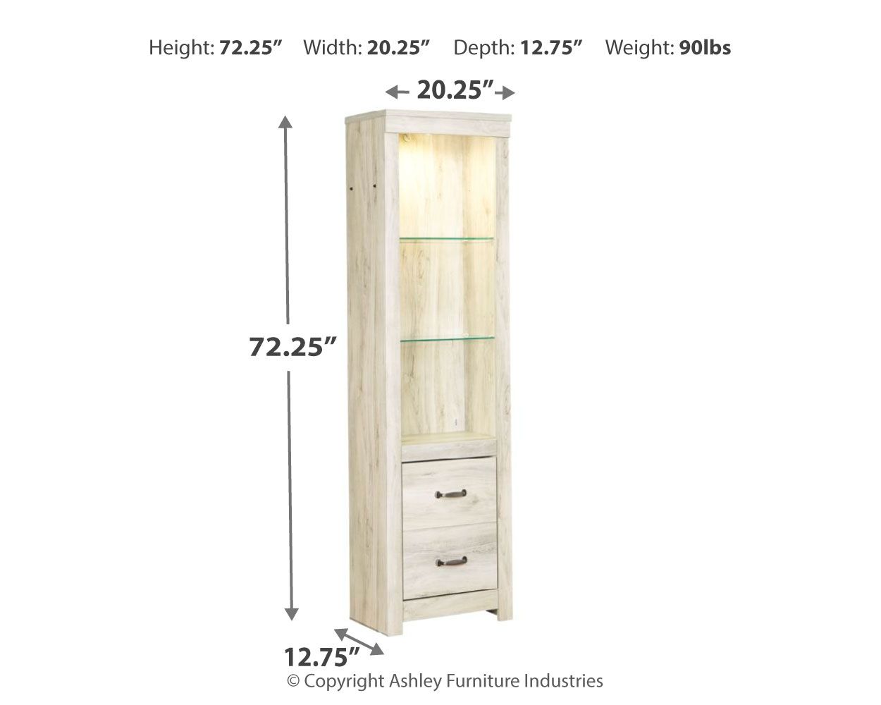 Bellaby Whitewash Pier 2-Drawer Nightstand - Perfect for Bedroom, Living Room & Office Storage