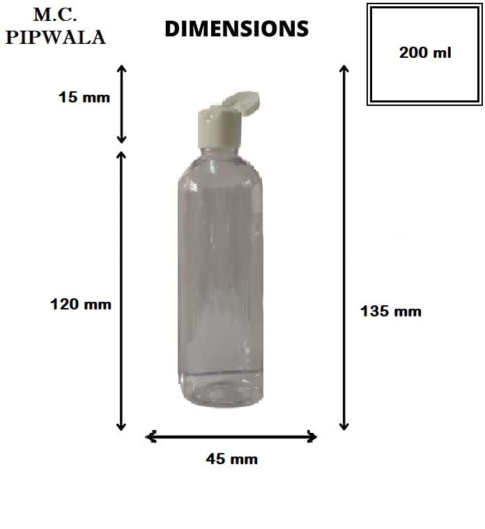 M.C. PIPWALA 200ml Empty Square Clear Plastic Bottles - 6 Pack Leak Proof Travel Cosmetic Containers for Lotion, Shampoo, Essential Oils & DIY Skincare