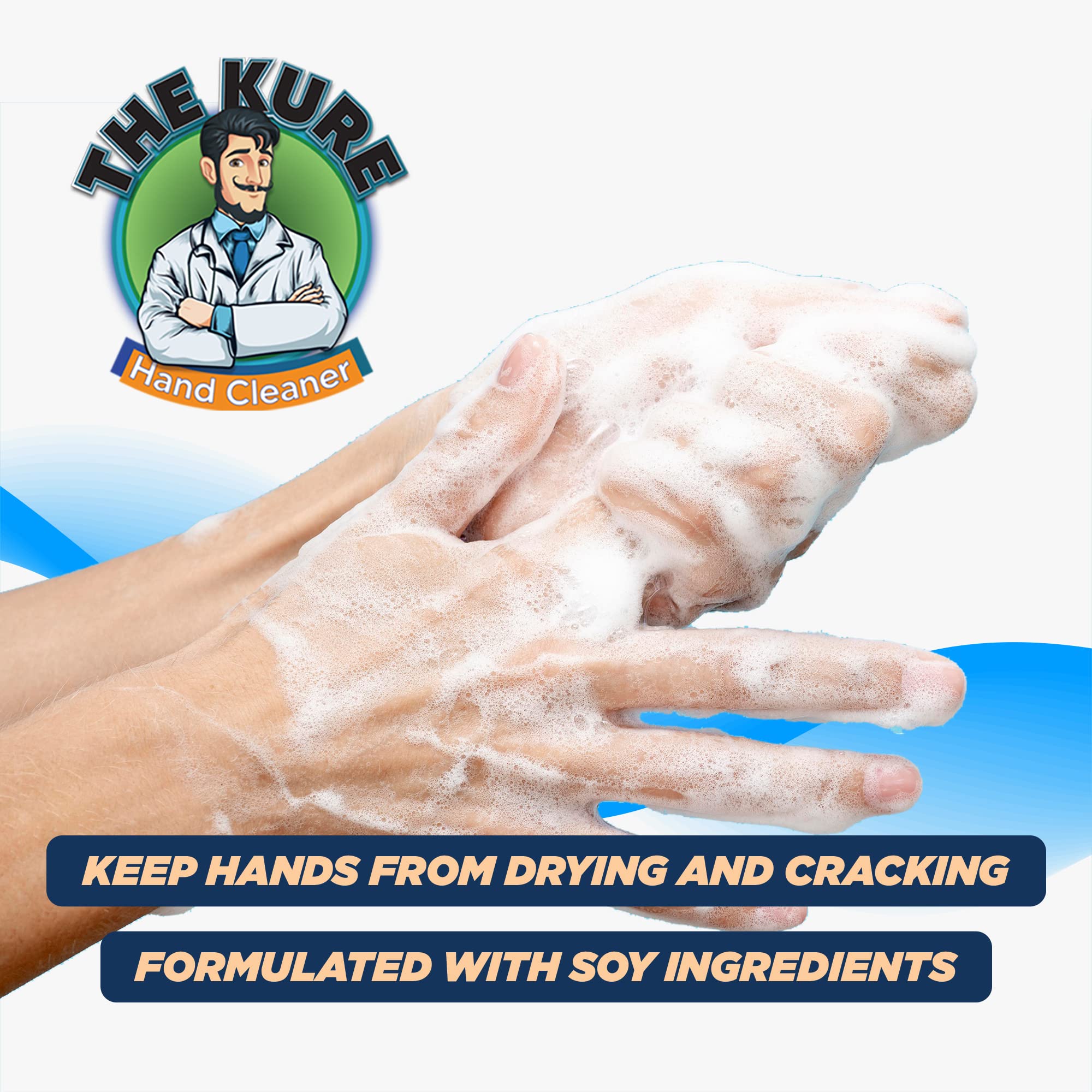 Kure Natural Industrial Premium Hand Cleaner Refill - 4 Pack (No Dispenser Included) | Heavy-Duty Degreaser for Mechanics, Construction & Auto Repair