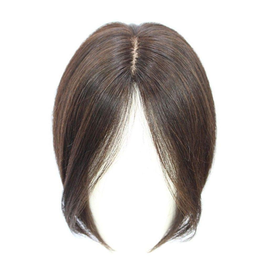 100% Remy Human Hair Silk Base Clip-In Hair Topper for Women - 14