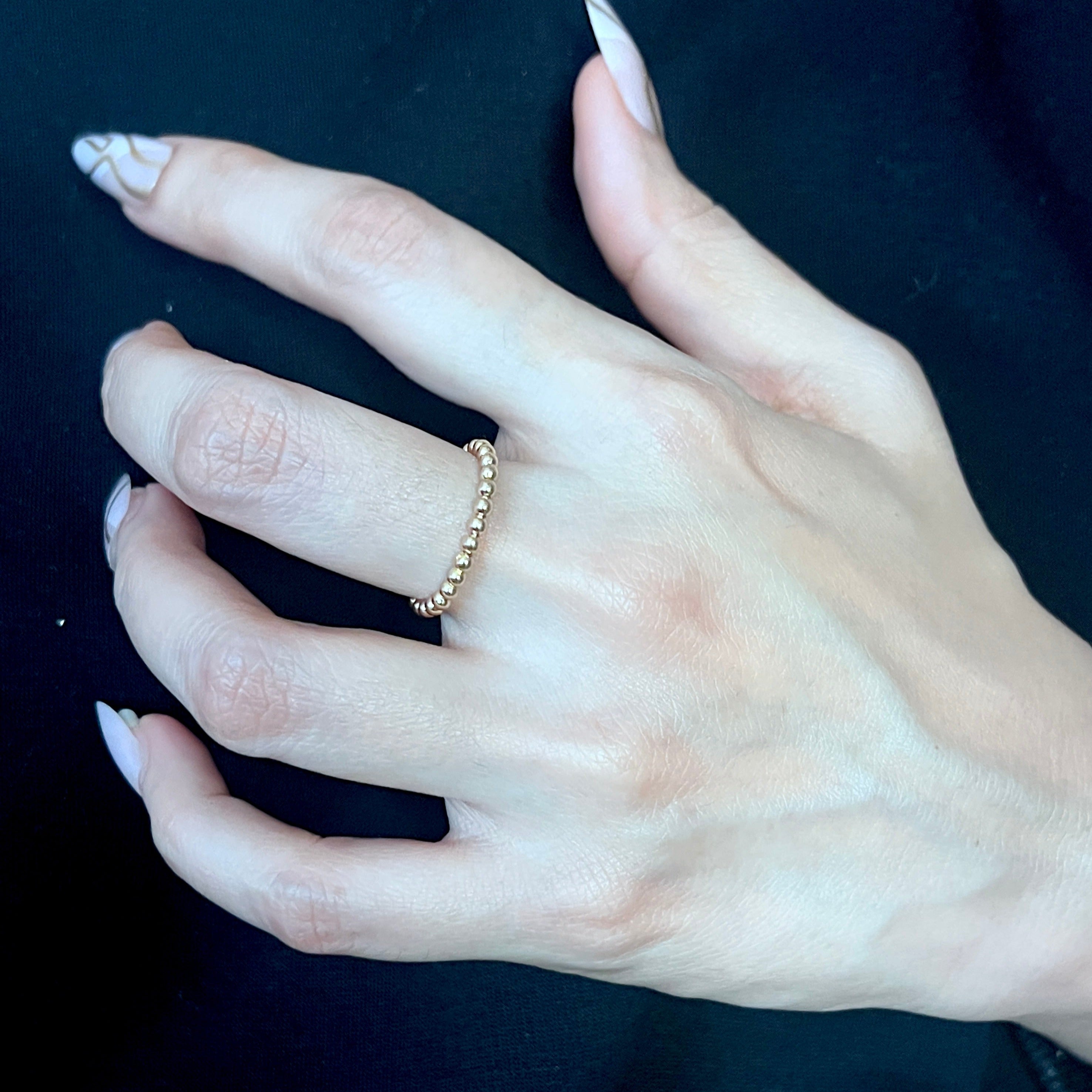 Gold Plated Beaded Ring for Women - Elegant Stackable Jewelry for Everyday Wear, Parties & Gifts
