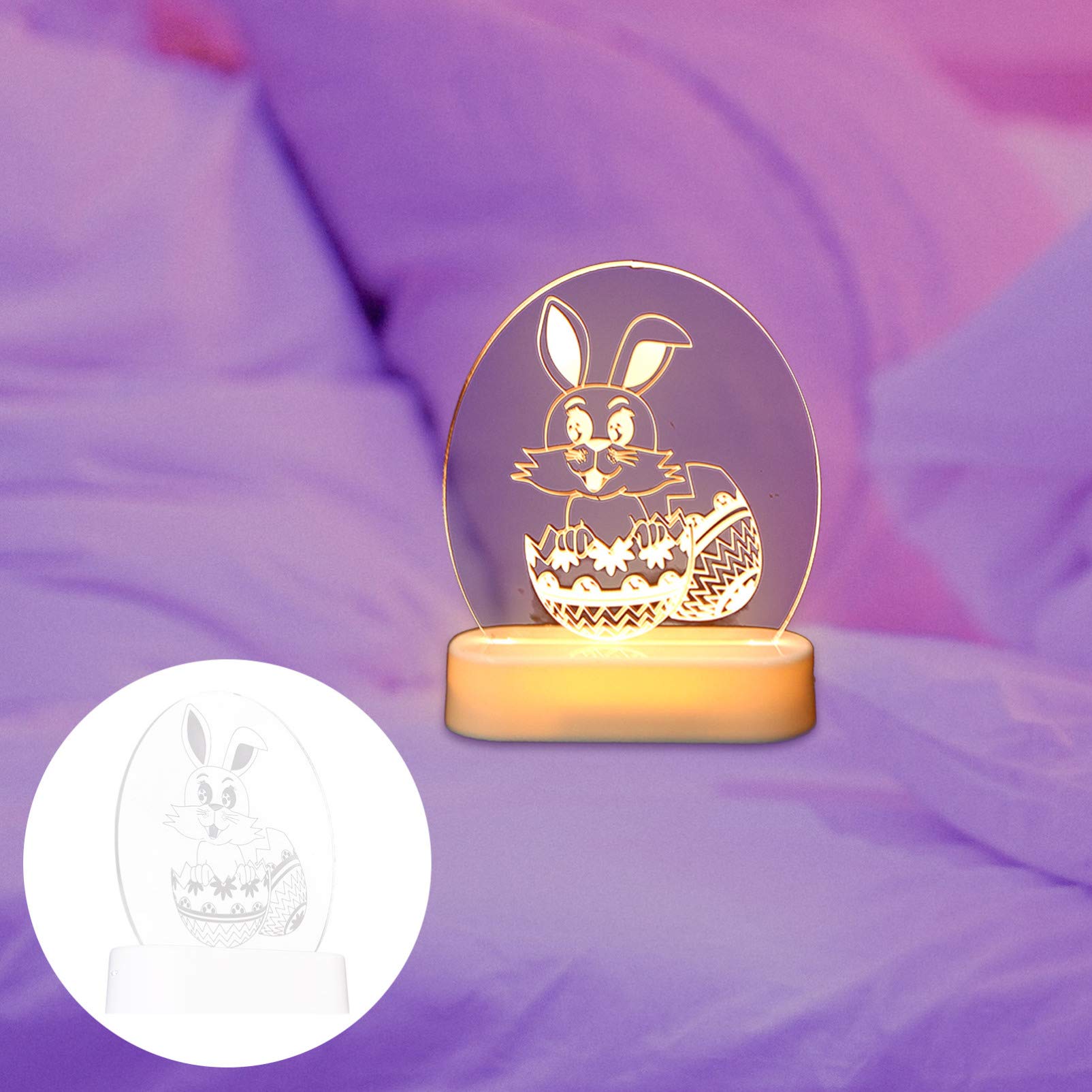 3D Illusion Touch Lamp - Easter Bunny Night Light for Kids Room, Bedside Table, Nursery Decor | USB Powered LED Desk Lamp for Baby, Children's Bedroom, Easter Decoration & Gift Idea