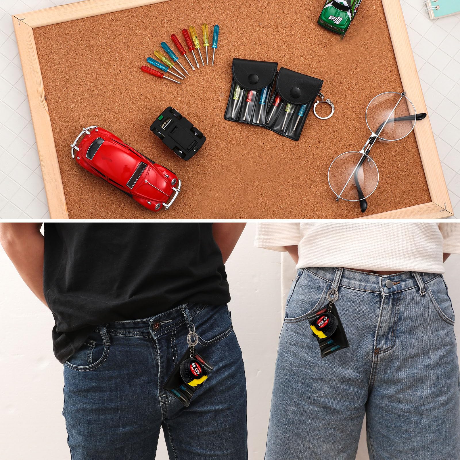 Jutom 24-Piece Mini Tape Measure Keychain Set with Screwdriver - Compact Measuring Tool for DIY, Home Improvement & Gifts for Men, Dad, Handyman - Perfect for Parties, Workshops & Everyday Carry (EDC)