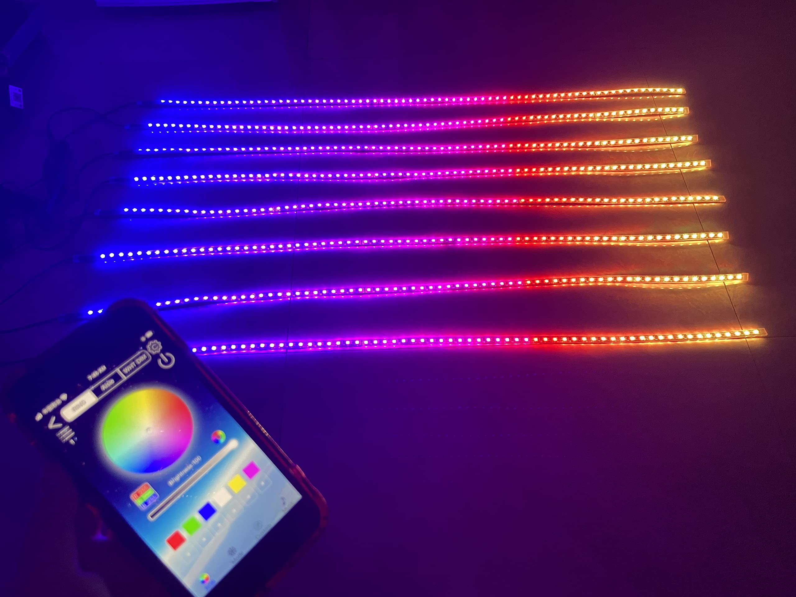 8PCS 6.5FT RGB LED Strip Lights with Bluetooth & Remote - Dream Color Chasing, Strobe, Flash, Breath Effects for Polaris Slingshot, Golf Cart, Ryker, Spyder Underglow & Hood Lighting - Perfect for Car Shows, Night Rides & Custom Vehicle Lighting