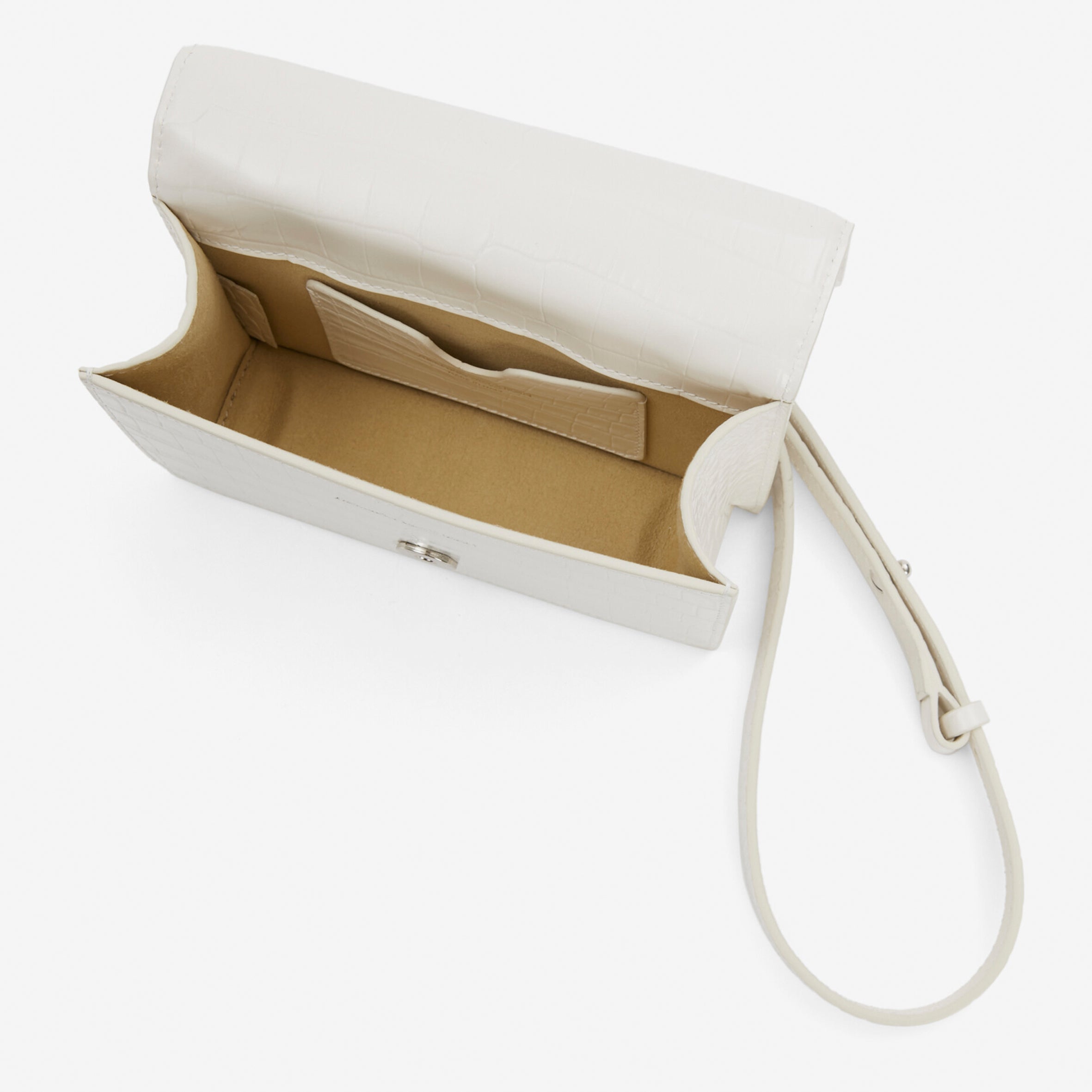 Ivory Mini Knuckle Satchel with Jewel Accents - Elegant Crossbody Bag for Women, Perfect for Parties, Dates & Evening Events