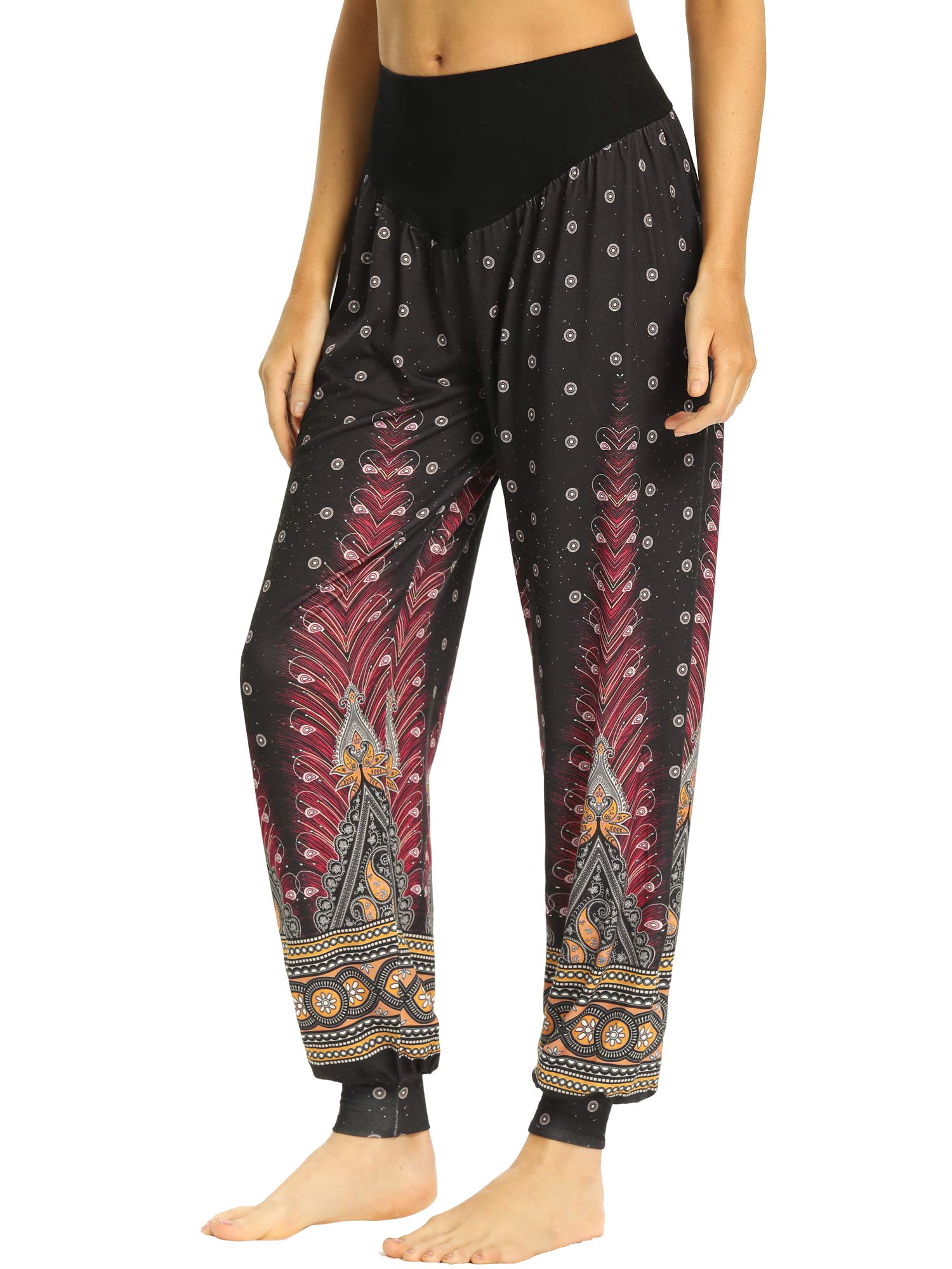 FitGlam Women's High Waisted Yoga Pants - Loose Boho Lounge Harem Pants with Parachute Design, Comfy Flowy Joggers for Yoga, Meditation, Travel & Casual Wear (Plus Size Available)