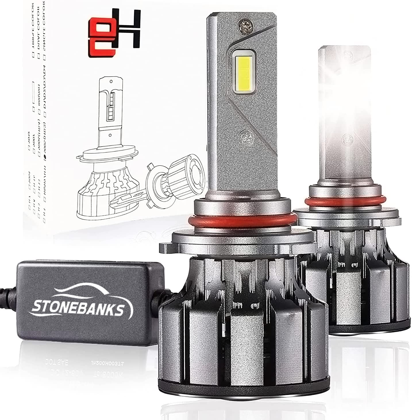 9006/HB4 LED Headlight Bulbs - 80W 16000 Lumens Super Bright 6500K Cool White - IP68 Waterproof Low Beam Conversion Kit with CSP Chips - Plug and Play for Cars, Trucks, SUVs - Perfect for Night Driving and Foggy Conditions (Pack of 2)