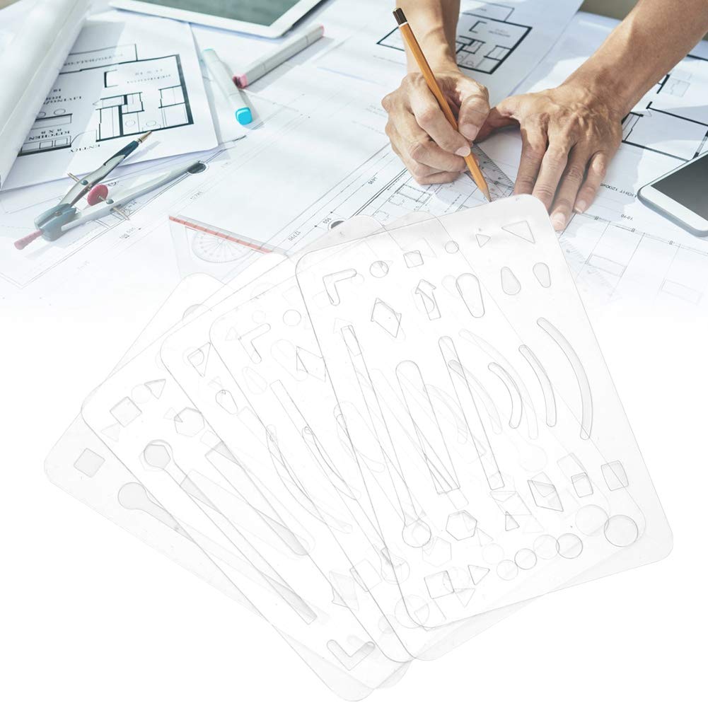 10Pcs Transparent Engineering Drawing Template Ruler & Erasing Shield Set - Perfect for Students, Architects, and Painters - Ideal for Technical Drafting, Sketching, and Art Projects