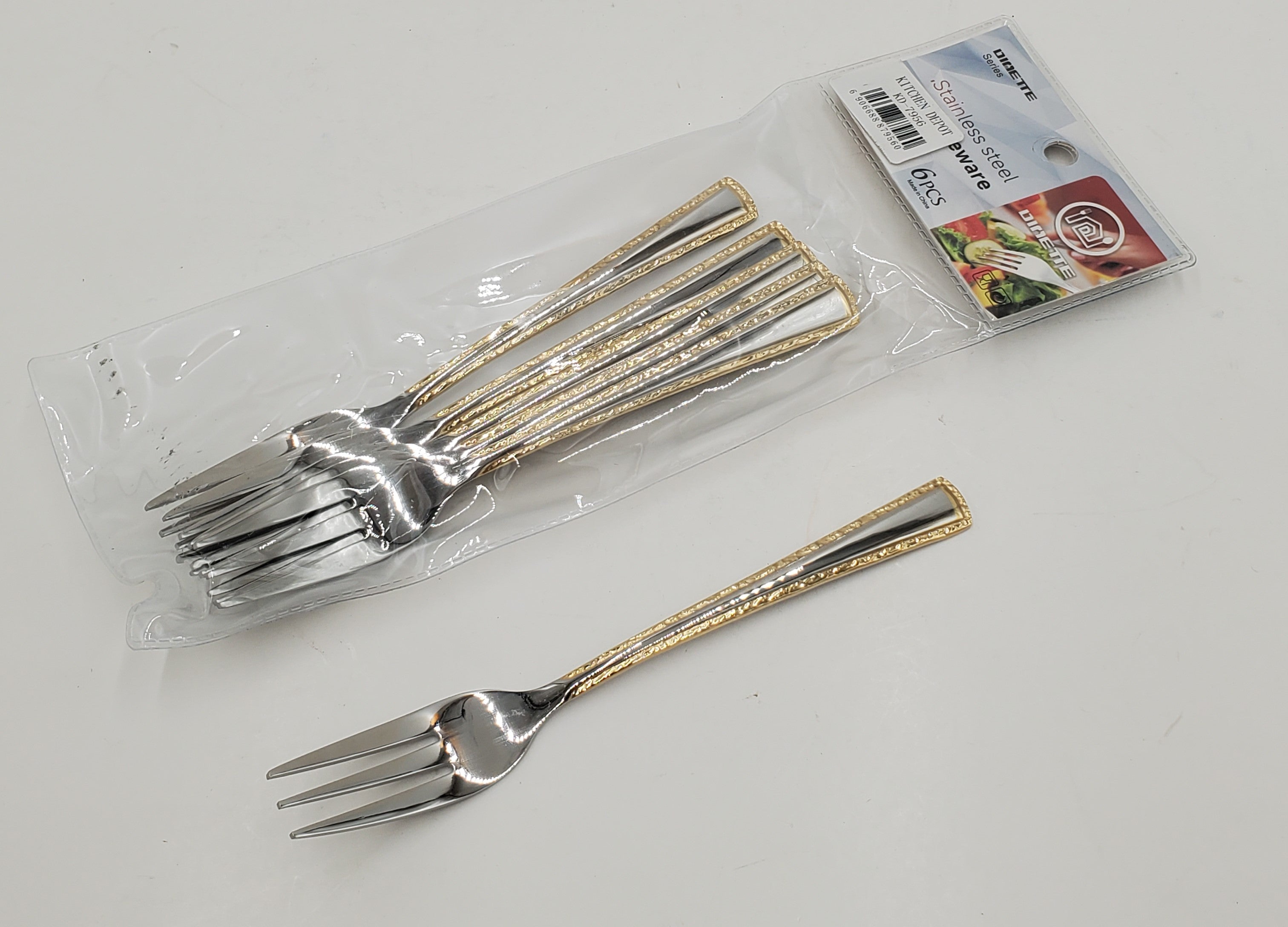 6-Piece Gold-Plated Dessert Forks Set - Elegant Tableware for Parties, Weddings, and Fine Dining