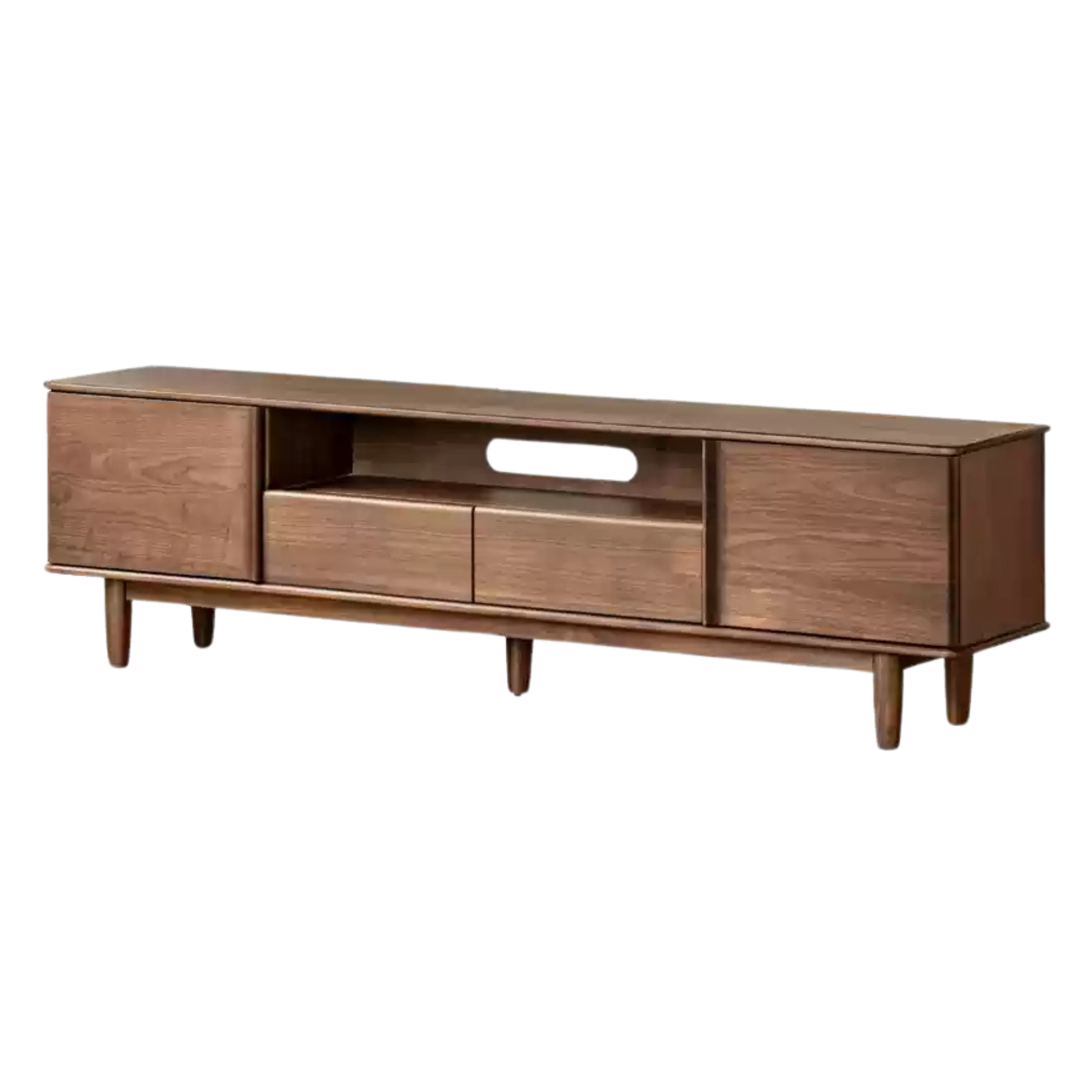Premium Black Walnut Solid Wood TV Stand - Modern Minimalist Design Entertainment Center for Living Room, Bedroom & Home Theater