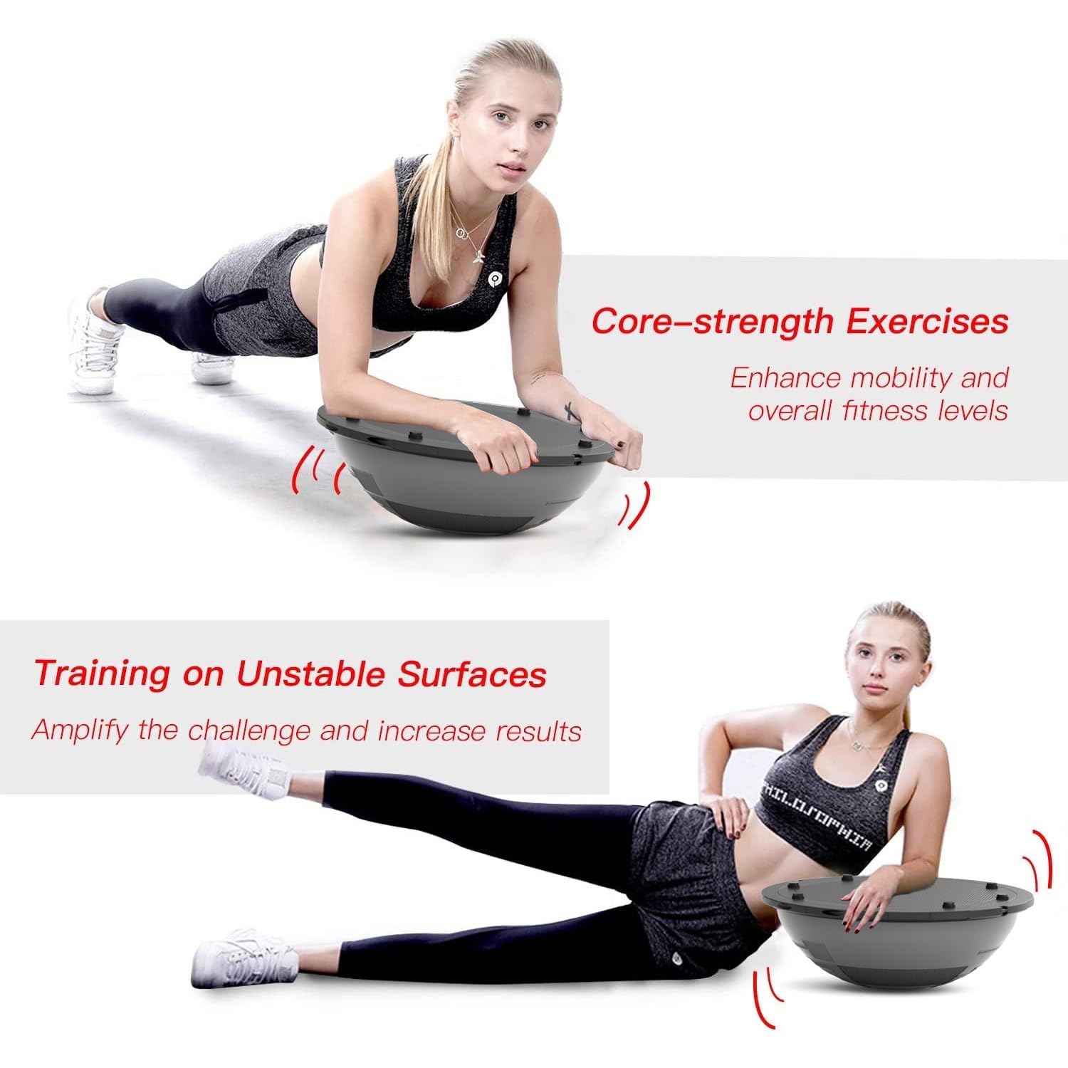 EVERYMILE 23.6 Inch Anti-Skid Balance Ball Trainer with Resistance Bands & Pump - Stability Yoga Exercise Ball for Core Training, Home Gym Workouts, Pilates & Pregnancy Fitness