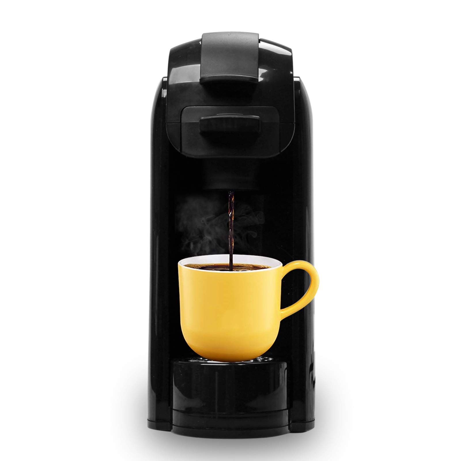 Single Serve Coffee Maker for K-Cup Pods & Ground Coffee - 1000W Rapid Brew Technology with Removable Water Tank & Reusable Filter - Perfect for Home, Office, or Dorm Use (Black)