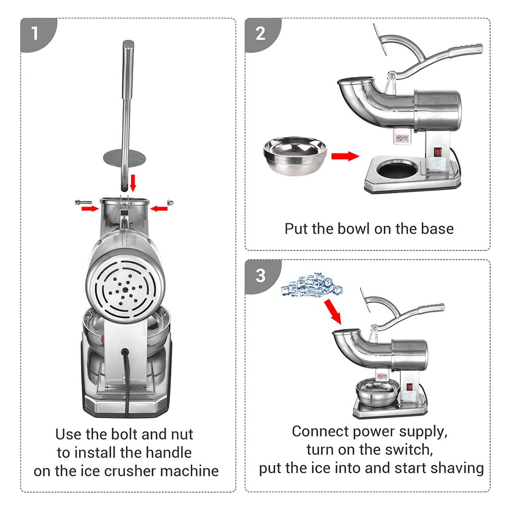 Commercial Electric Snow Cone Maker - High Capacity 440lb/hr Ice Shaver Machine for Shaved Ice, Slushies & Frozen Drinks - Perfect for Parties, Carnivals & Food Trucks