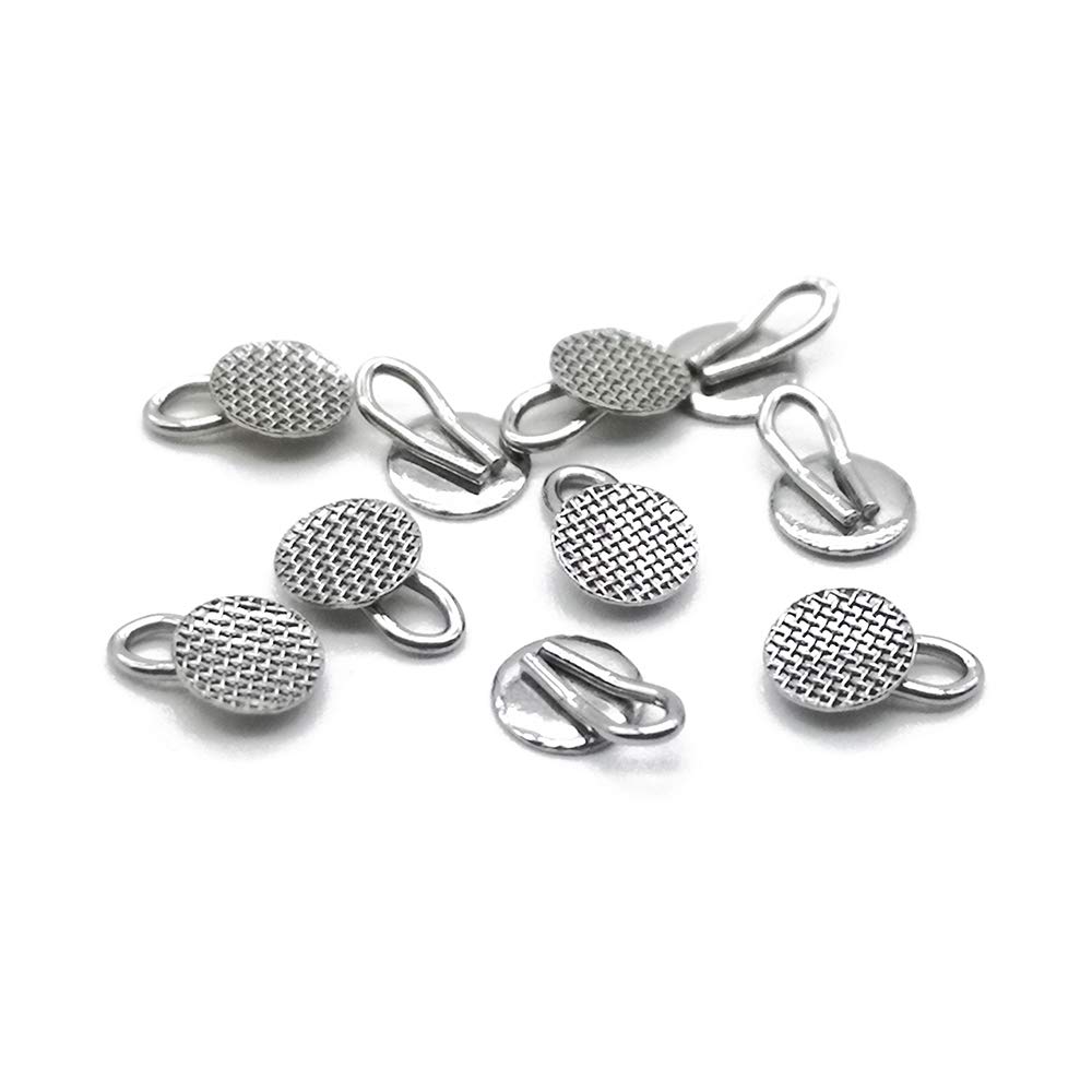 Orthodontic Braces Bondable Lingual Buttons with Traction Hooks - 10pcs/Pack, Mesh Base (5 Packs) - Perfect for Dental Alignment & Orthodontic Treatment