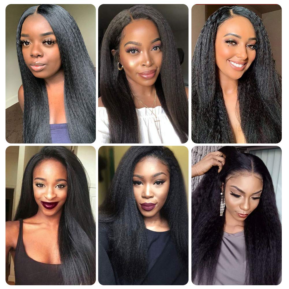 16 Inch Yaki U Part Wig for Black Women - Kinky Straight Synthetic Hair with 150 Density, Natural 4C Texture | Perfect for Daily Wear, Protective Styling & Special Occasions