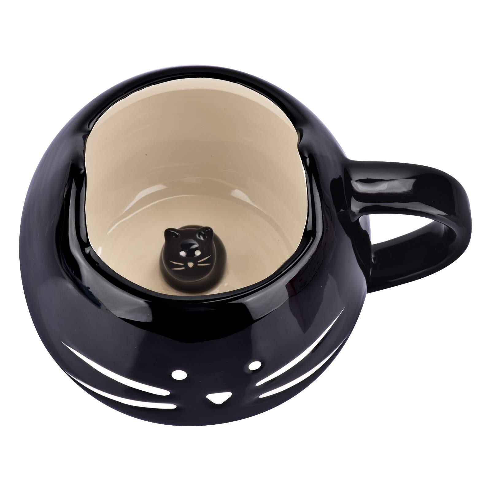 Funny Cute Ceramic Cat Coffee Mug 12 oz - Kitty Tea Cup for Cat Lovers - Unique Gift for Women, Girls & Kids - Perfect for Coffee, Tea & Hot Chocolate at Home or Office (Black)