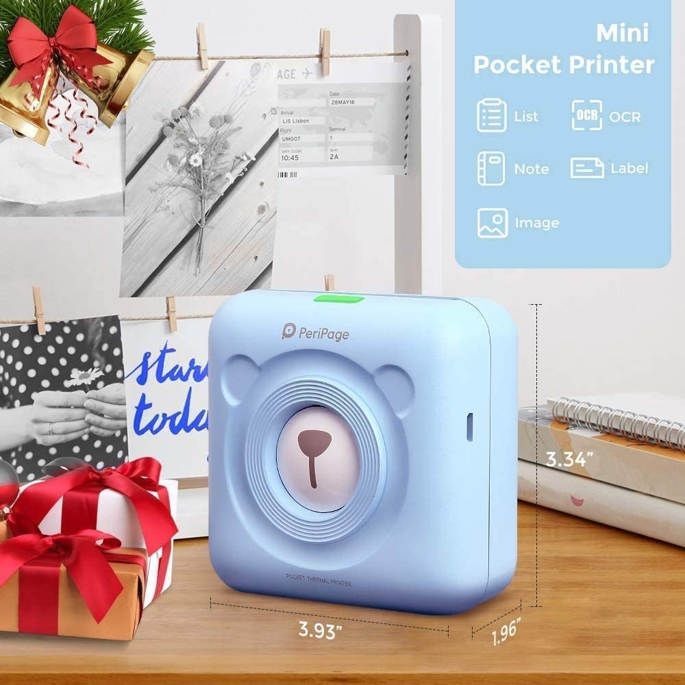 WowObjects® MiniA6 203dpi Bluetooth Thermal Label Printer - Portable Inkless Pocket Printer for iOS/Android/Windows - Perfect for Office, Shipping Labels, Home Organization & Travel DIY (Blue)