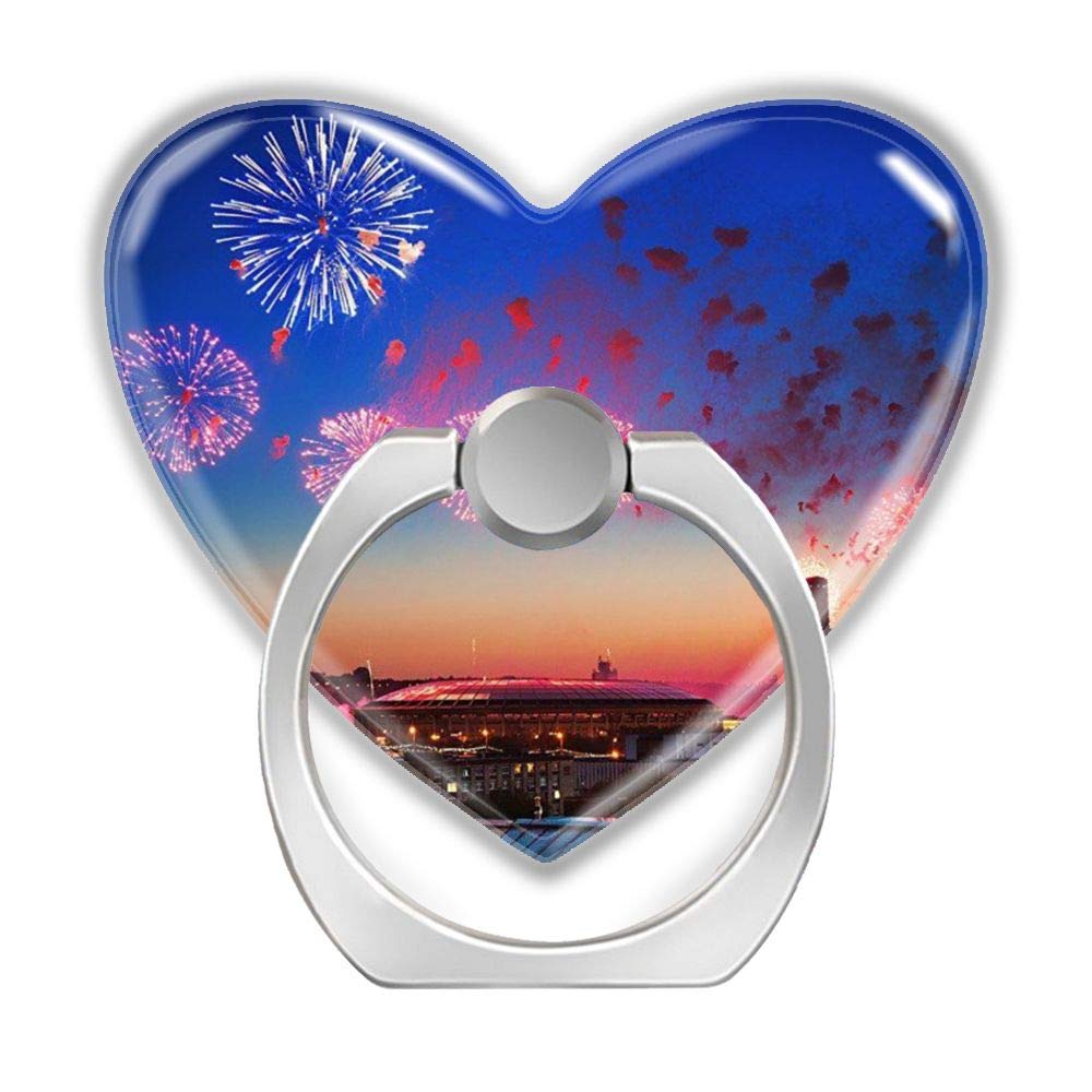 2 Pack Heart Shaped Phone Ring Holder - 360° Rotating Self-Adhesive Finger Stand for Smartphones & Tablets | Perfect for Desk, Car, and Travel Use (Fireworks Sky Design)