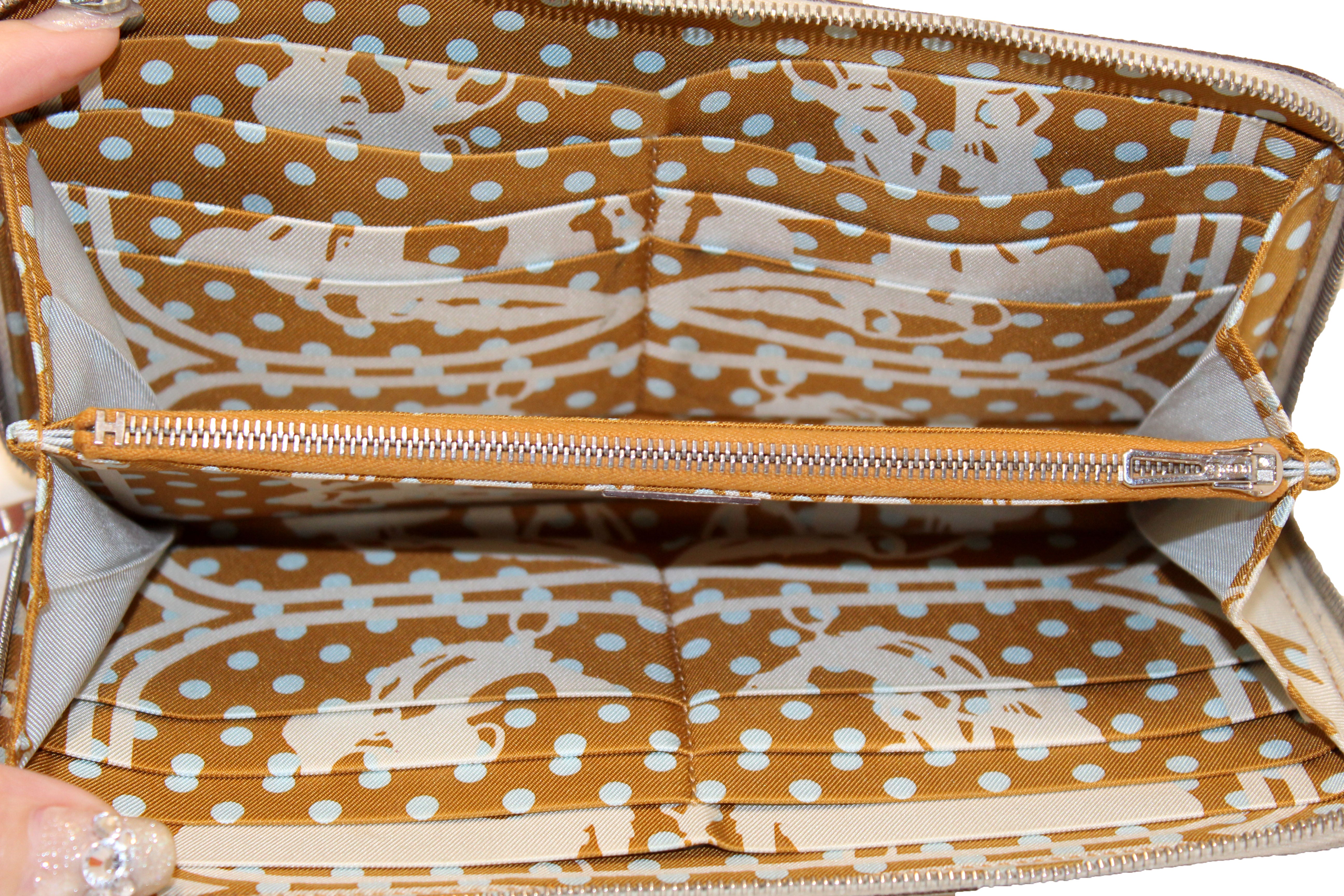 Authentic Hermes White Epsom Leather Azap Silk'In Classic Wallet for Women | Luxury Designer Card Holder & Money Organizer | Perfect for Everyday Use, Travel & Gifting