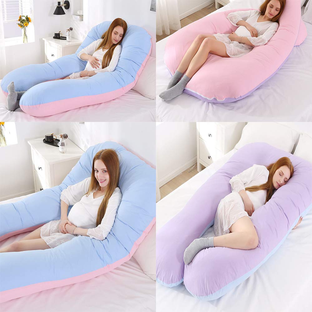 Pink Maternity Body Pillow for Pregnant Women - Cooling Jersey Cover for Comfort - Pregnancy Support Pillow for Back & Hip Pain Relief - Perfect for Sleeping, Nursing & Relaxing During Pregnancy