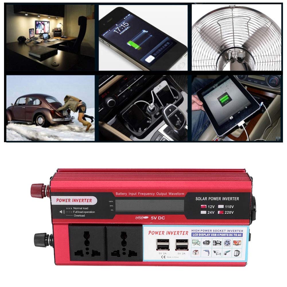 5000W Solar Power Inverter DC 12V/24V to AC with Digital Display & 4 USB Ports - Car Cigarette Lighter Battery Converter for Vehicles, RV, Truck | Perfect for Road Trips, Camping & Emergency Power Backup
