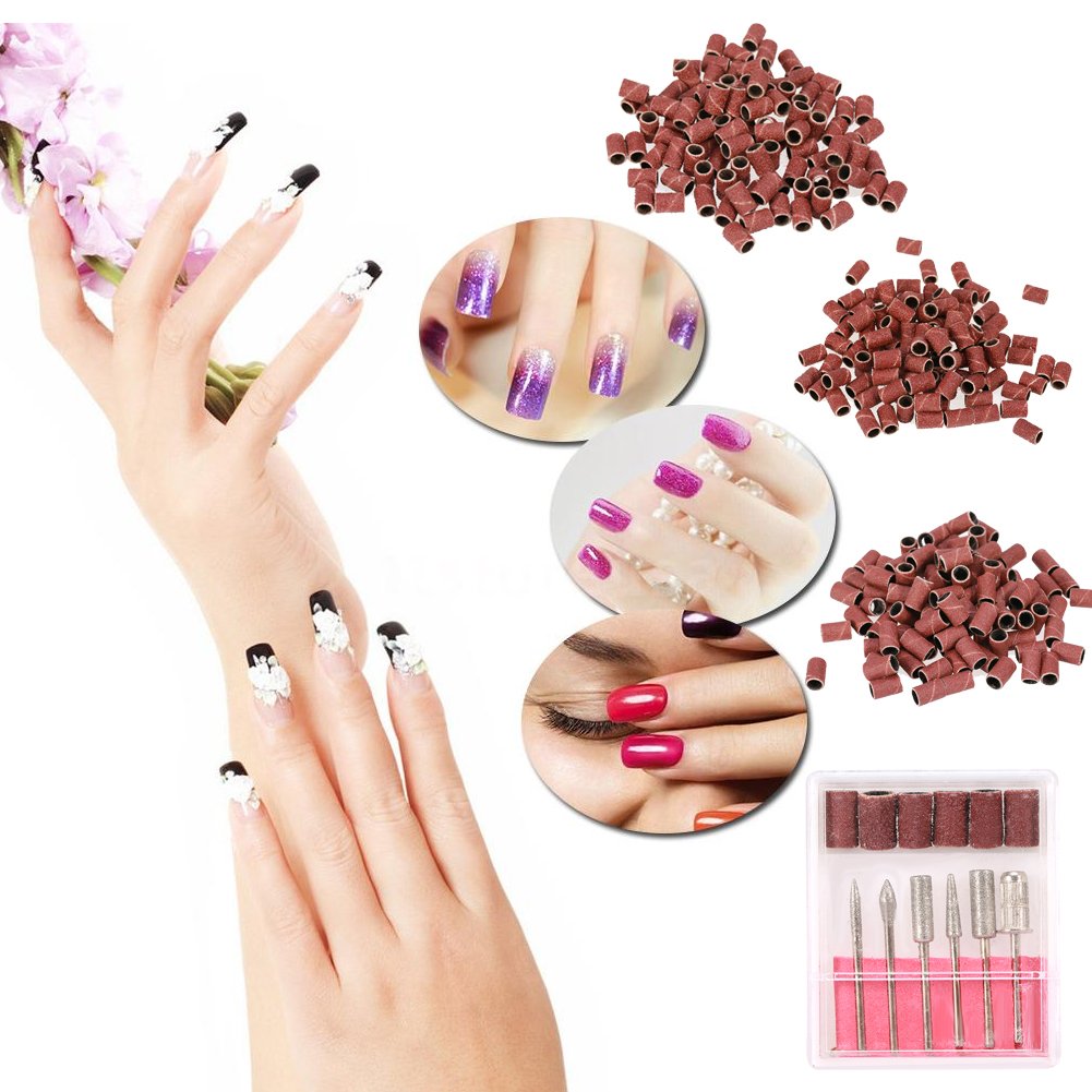 300pcs Nail Sanding Bands for Drill - Professional Nail Polishing Heads & Buffing Belts for Manicure & Pedicure - Perfect for Salon, Home Nail Care & DIY Nail Art