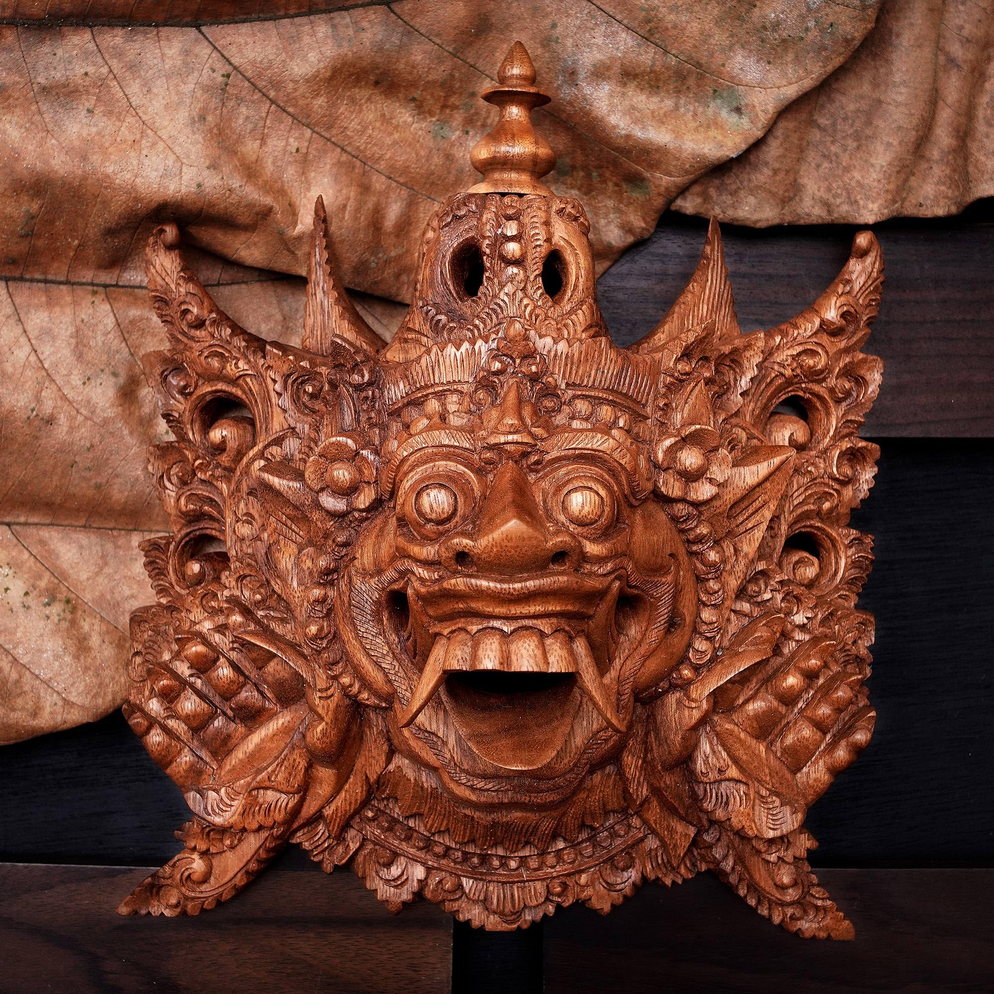 NOVICA Rahwana King of Alengka Hand-Carved Wooden Mask - Balinese Artisan Wall Decor for Home & Office
