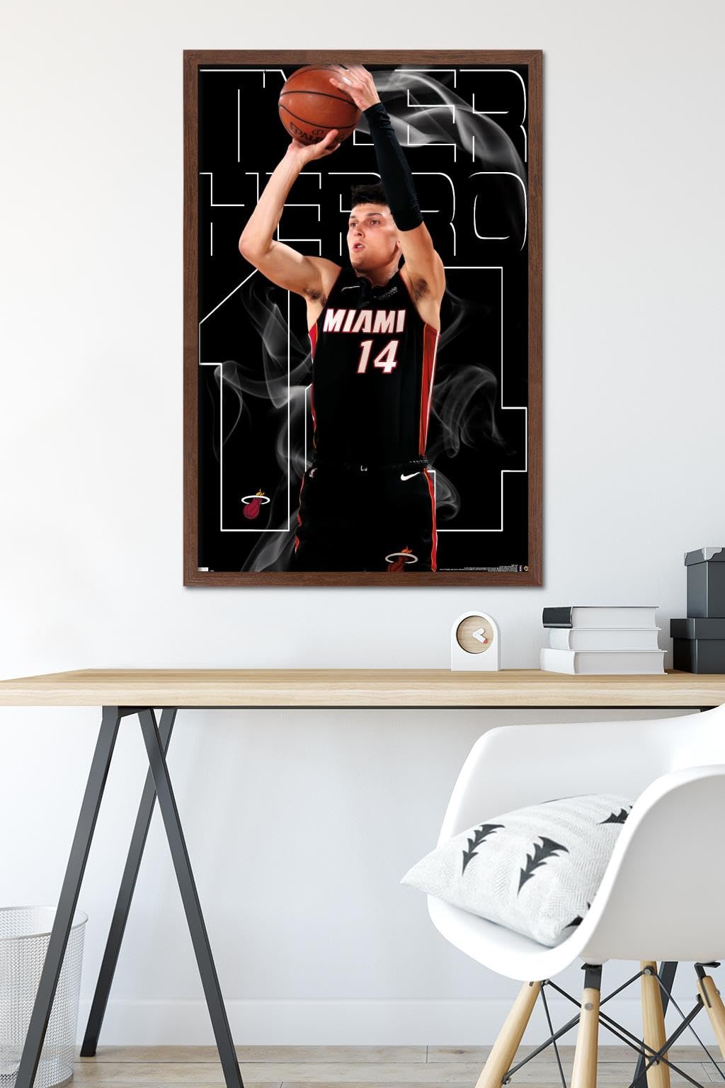 Trends International NBA Miami Heat Tyler Herro 20 Wall Poster - 34L x 22.4W Inches, Mahogany Framed Basketball Decor for Home, Office & Man Cave - Perfect Gift for NBA Fans & Sports Enthusiasts