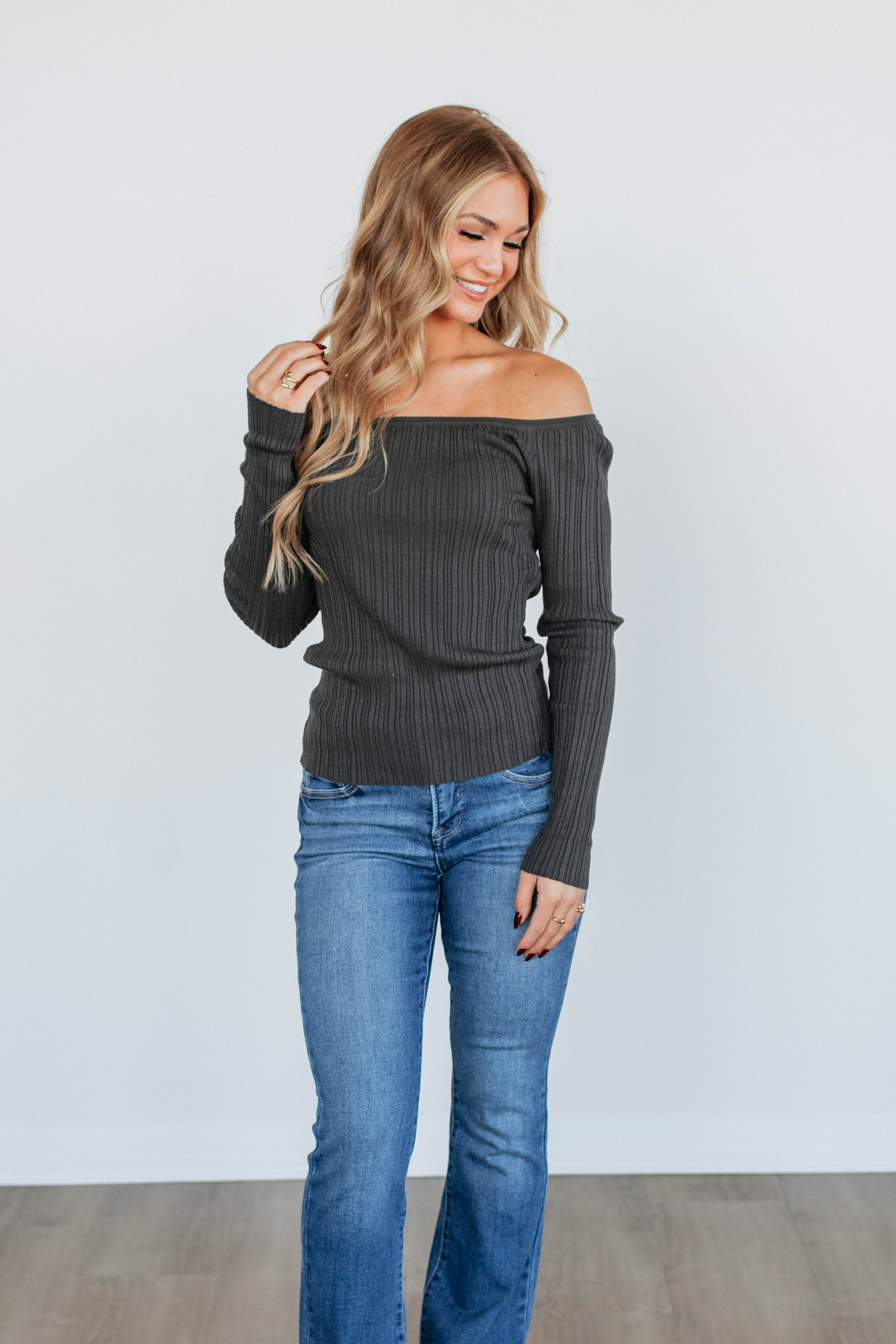 Loren Ribbed Top for Women - Soft Stretch Knit T-Shirt - Casual & Layering Essential - Perfect for Everyday Wear, Work, and Weekend Outfits