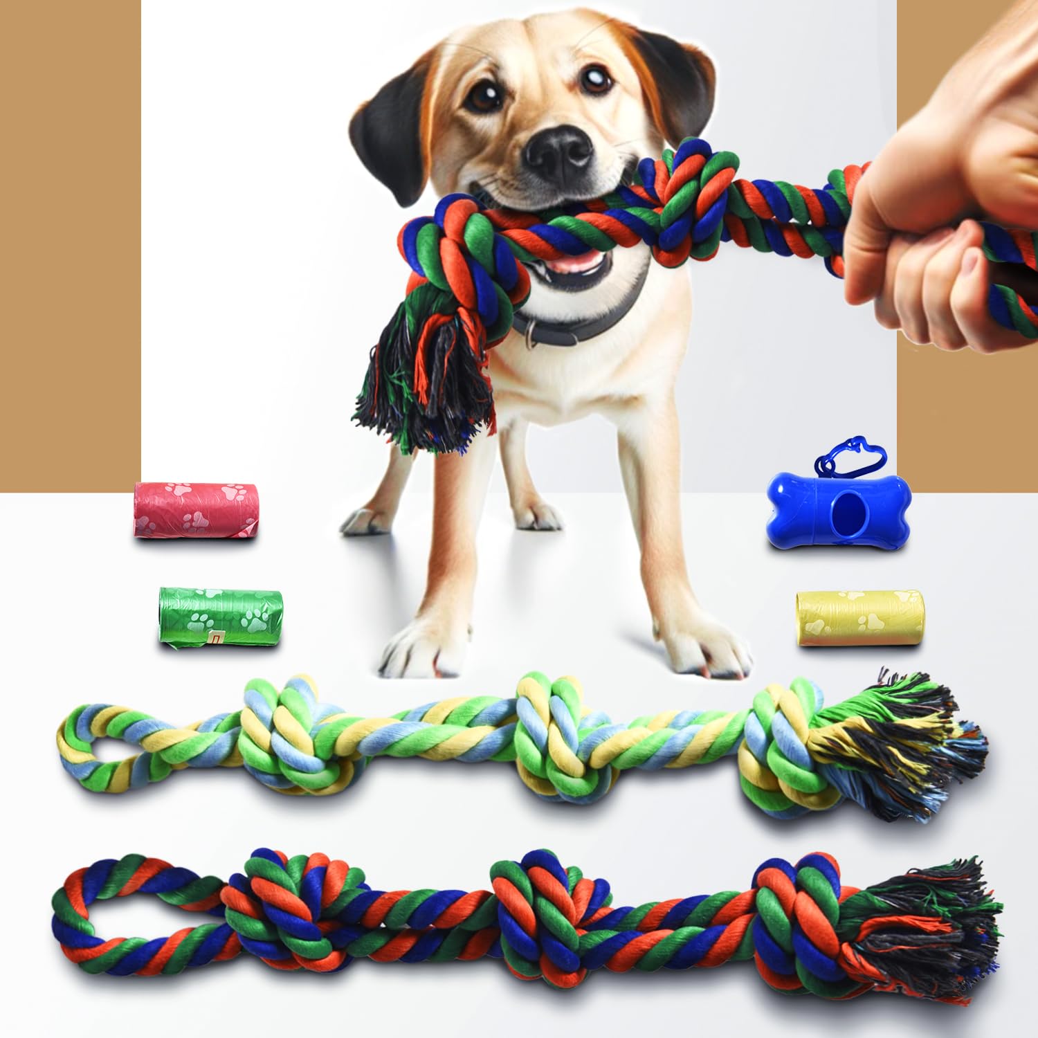 Stride Dog Rope Toys - 2 Pack Indestructible Chew Toys for Large Aggressive Chewers | Durable Cotton Rope for Teeth Cleaning, Tug of War & Anxiety Relief | Perfect for Playtime, Training & Outdoor Activities