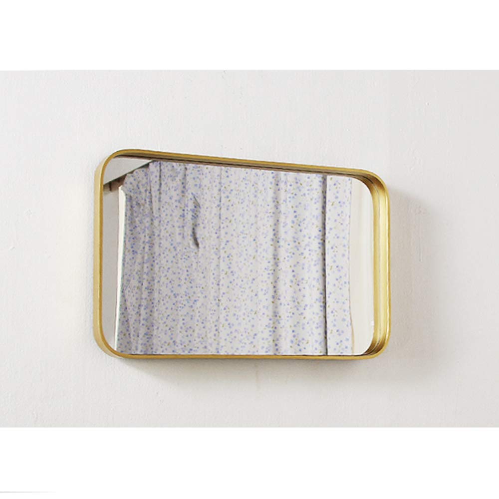 Nordic Golden Bathroom Vanity Mirror - Wall Mounted Brass Iron Full Length Square Mirror for Small Apartment & Home Decor (7050) - Perfect for Bathroom, Bedroom, and Entryway Makeup Area