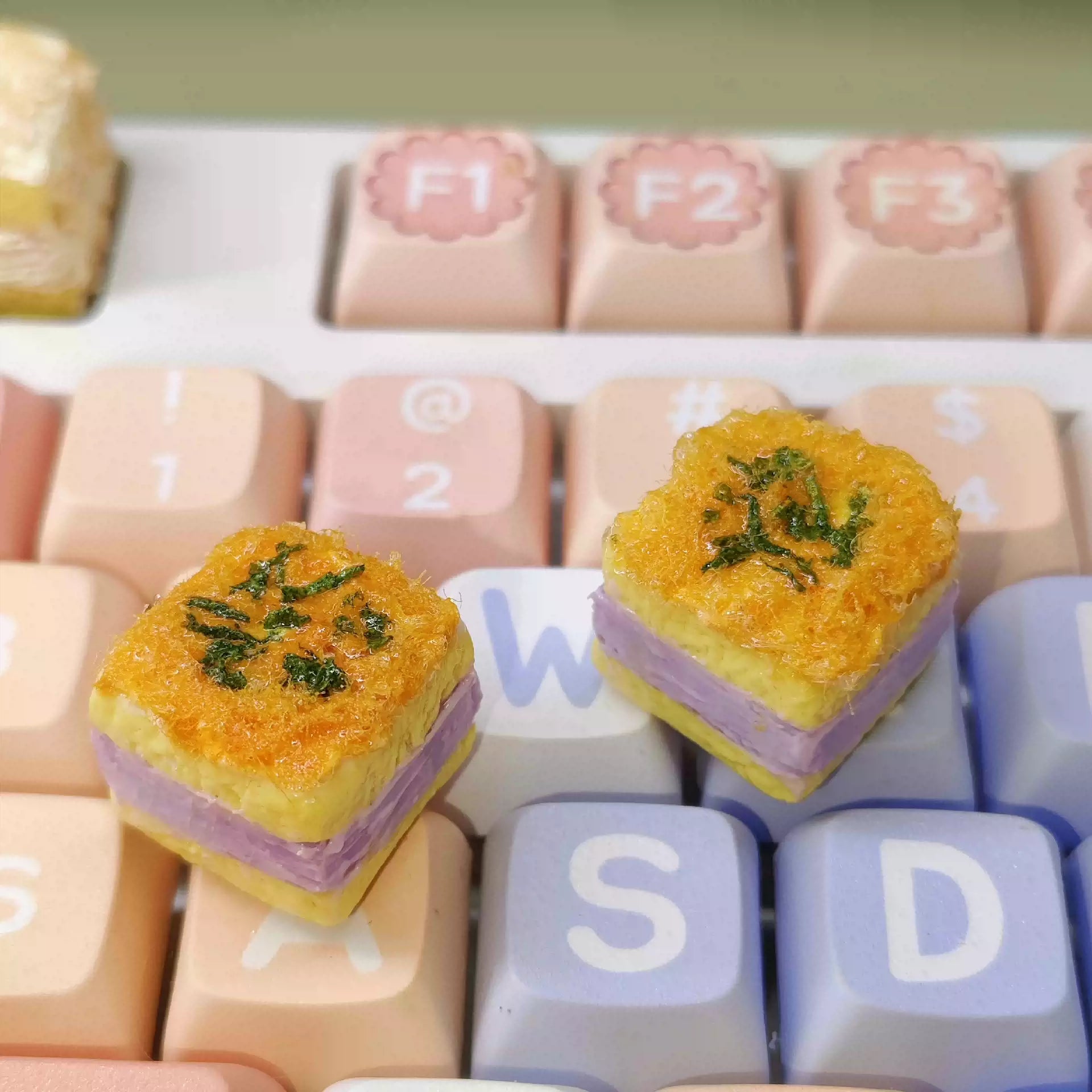 Handmade Resin Clay Food Collection Keycaps - Custom Stone Plastic Clay Artisan Keycaps for Mechanical Keyboards | Unique Keyboard Decor for Gaming & Office Use