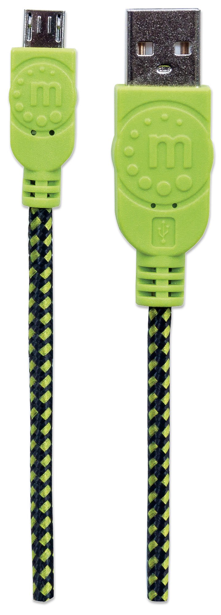 Premium MANHATTAN USB 2.0 Cable - A Male to Micro-B Male, 3ft (1m) High-Speed Charging & Data Sync Cable for Android Devices - Durable Black/Green Cord for Phones, Tablets & Power Banks