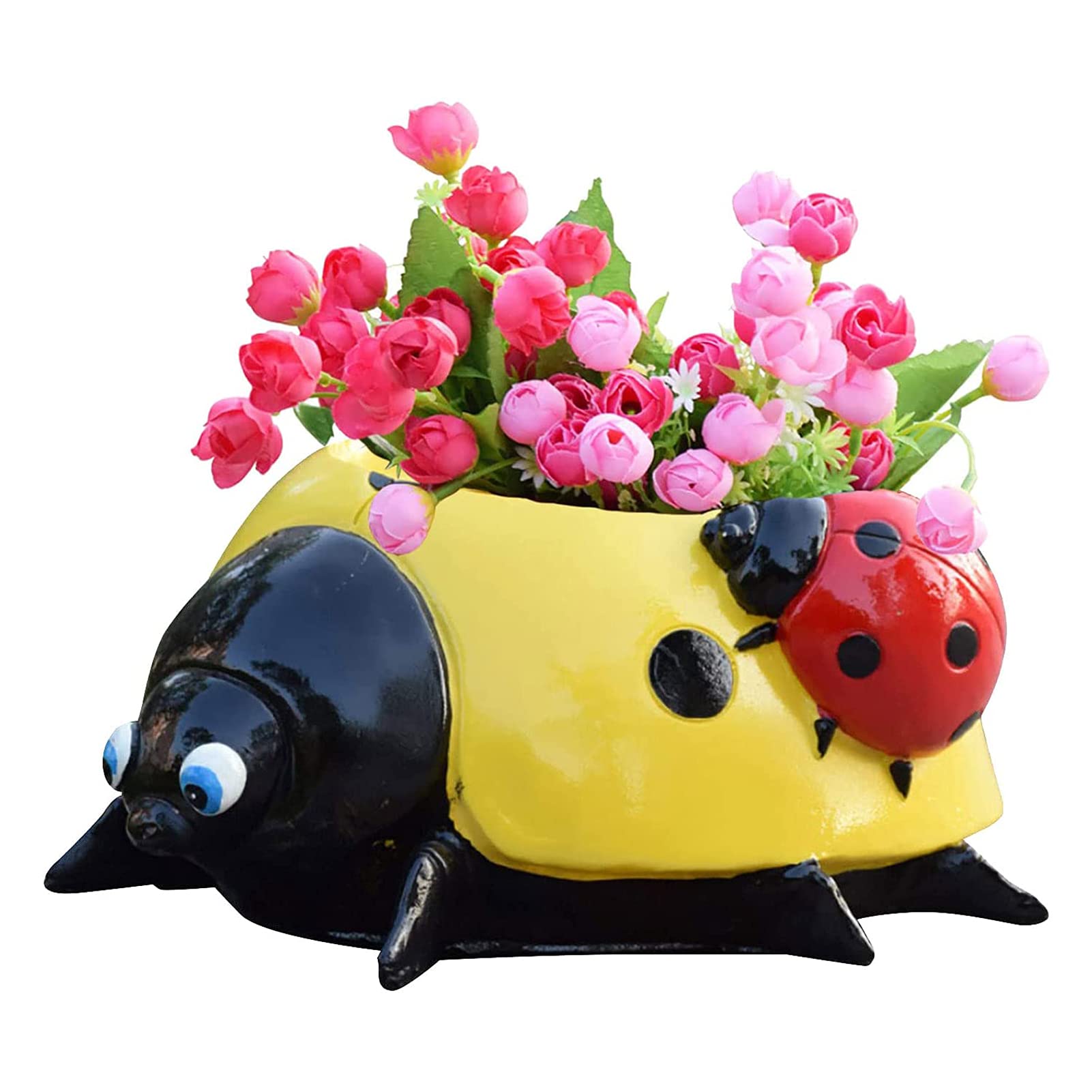 VELIHOME Metal Ladybug Flower Pot - Mini Animal Ladybug Planter, Colorful Outdoor Garden Decor for Yard, Lawn & Desktop - Perfect for Home, Office & Gift Giving