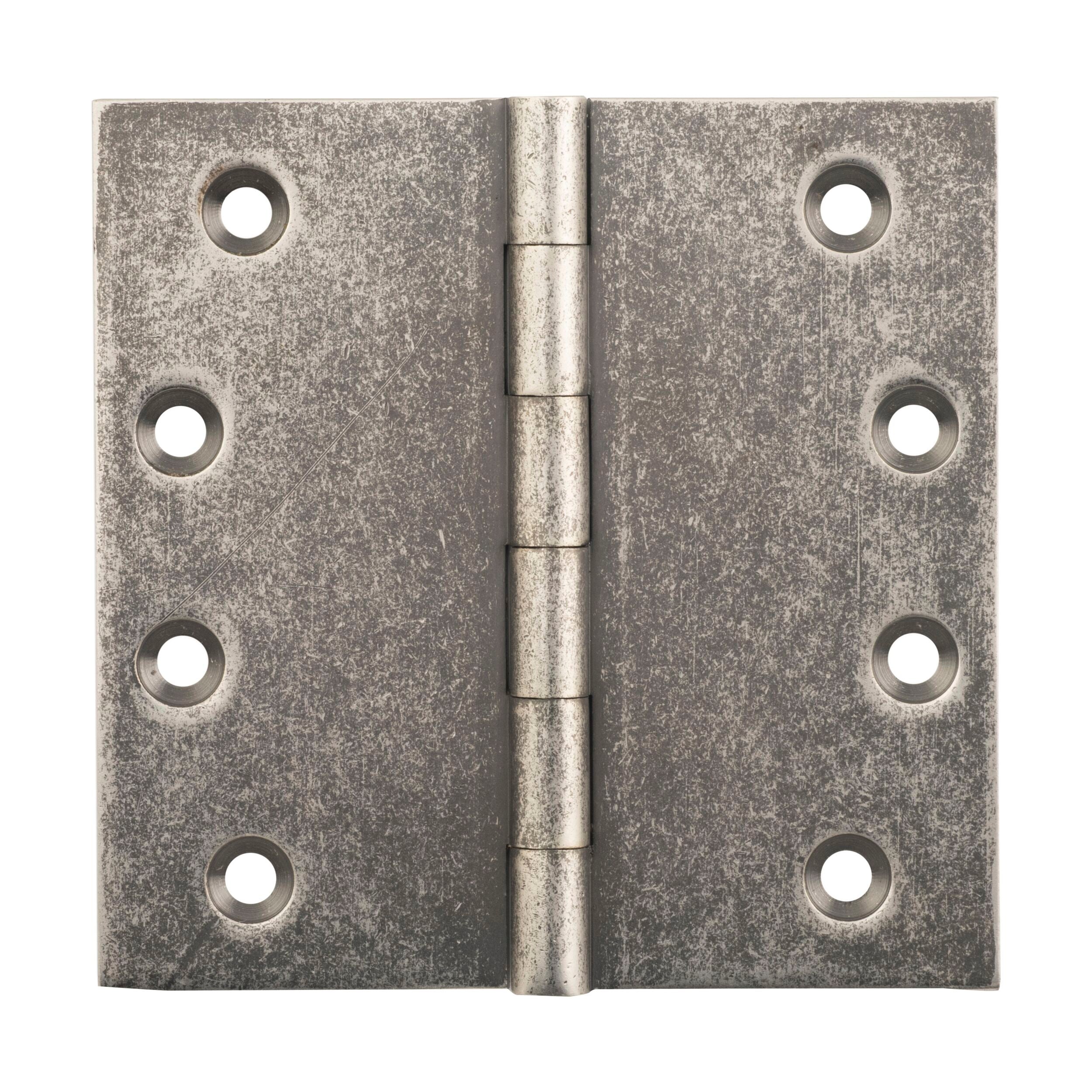 2524 Hinge Fixed Pin Rumbled Nickel 100x100mm - Heavy Duty Cabinet & Furniture Hinges for Kitchen, Bathroom, and Wardrobe Doors